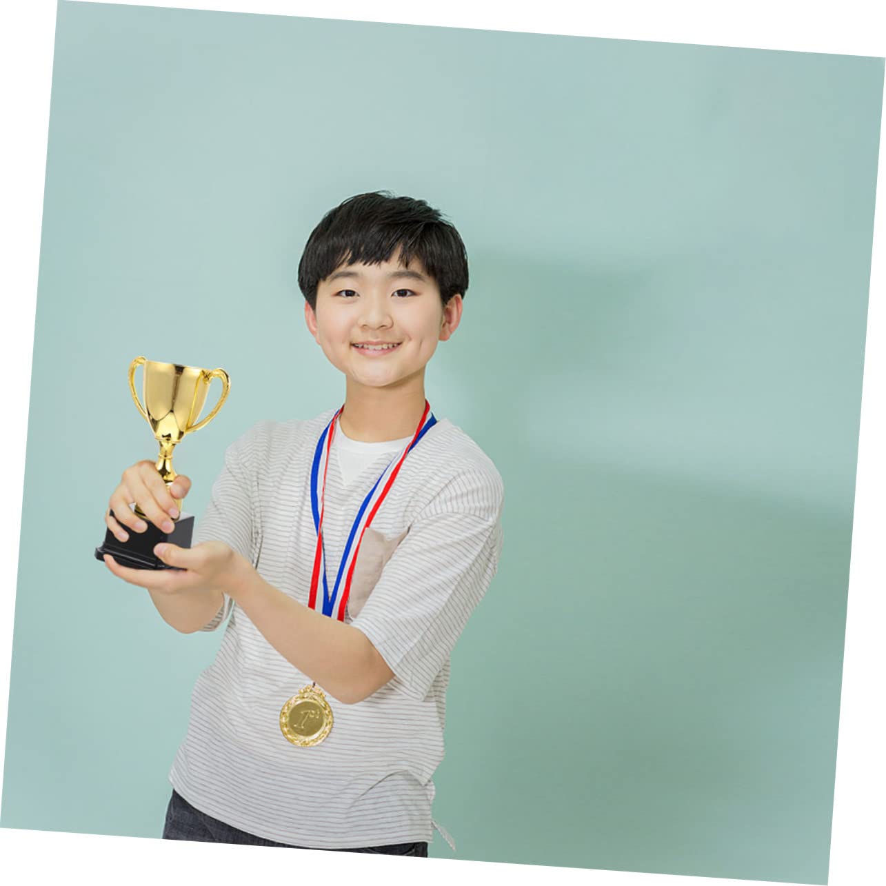 SWAYVES 2-Pack Small Sports Trophies - 1st Place Mini Football Party Awards, Compact Winner Trophies for Kids, Team Celebrations & Game Room Decor - Perfect for Soccer, Basketball & Baseball Tournaments