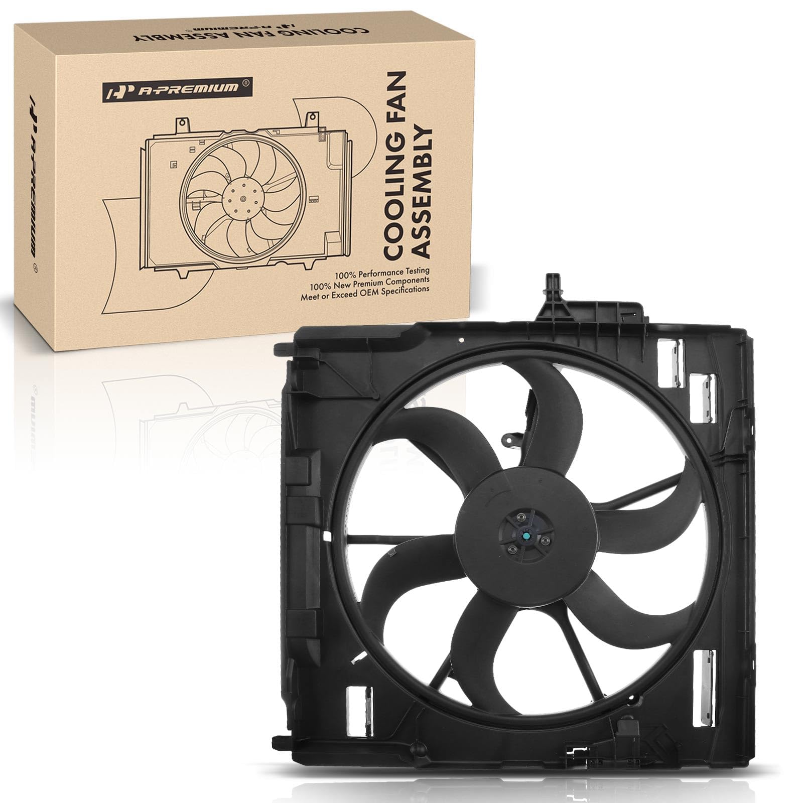 Premium Brushless Motor Engine Radiator Cooling Fan Assembly with 6 Blades - Compatible with BMW E70 X5 2007-2010 Models (Replaces OEM# 17427598738, 17427537357) - Perfect for Engine Overheating Prevention & Summer Driving Protection