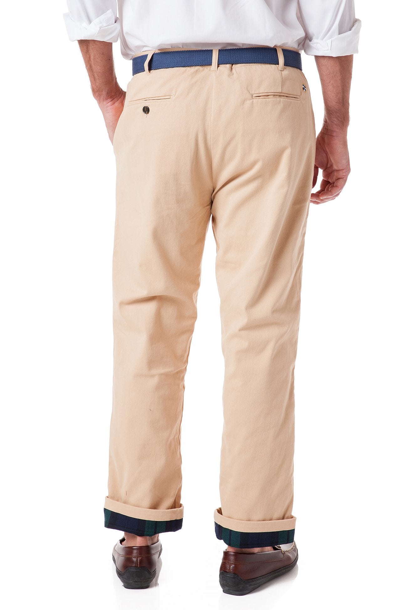 Flannel Lined Tan Harbor Pants with Blackwatch Tartan - Comfortable Winter Work Pants for Outdoor Activities and Casual Wear