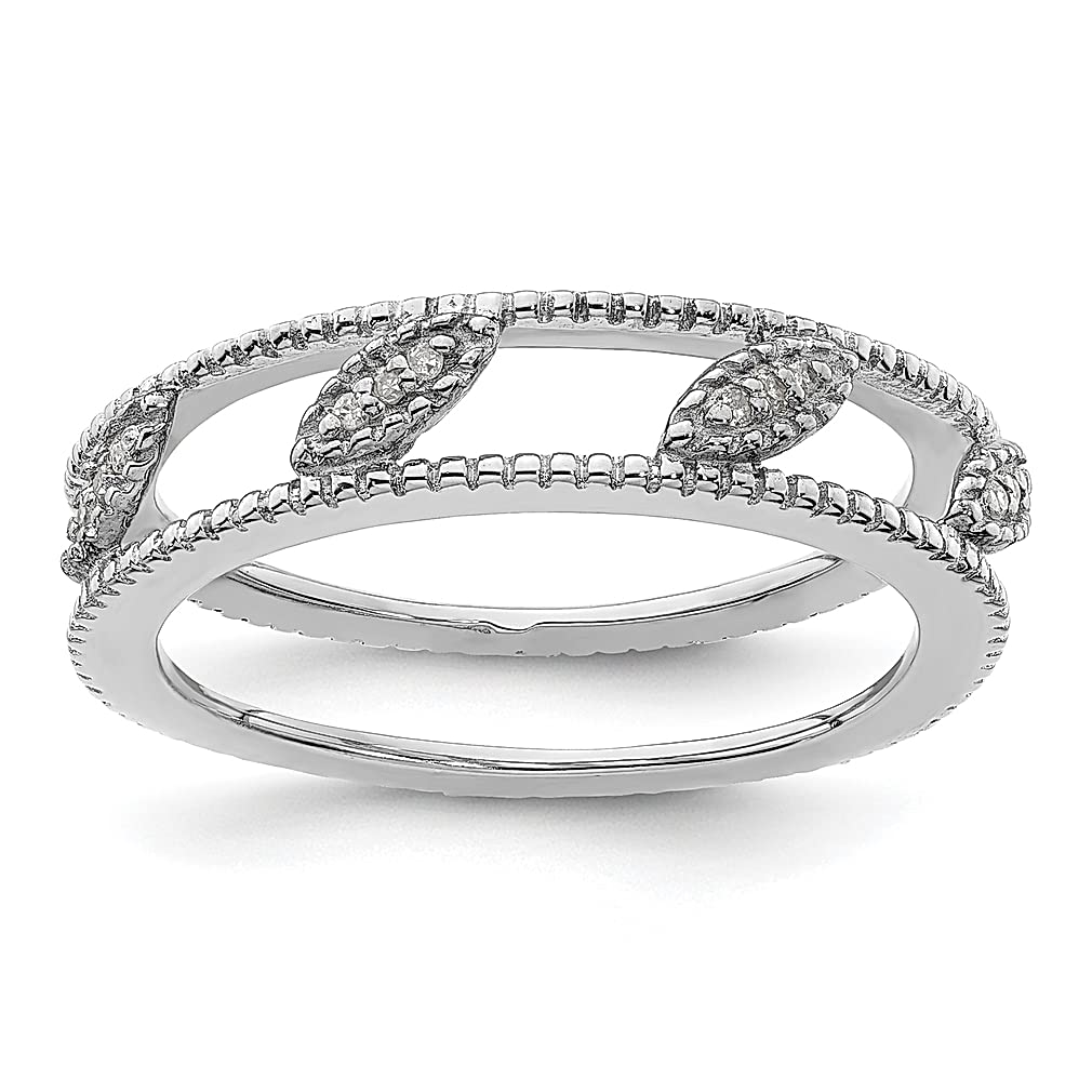 925 Sterling Silver Diamond Jacket Band Ring - Stackable Women's Fine Jewelry - Perfect Gift for Her - Ideal for Everyday Wear, Special Occasions & Layering Looks