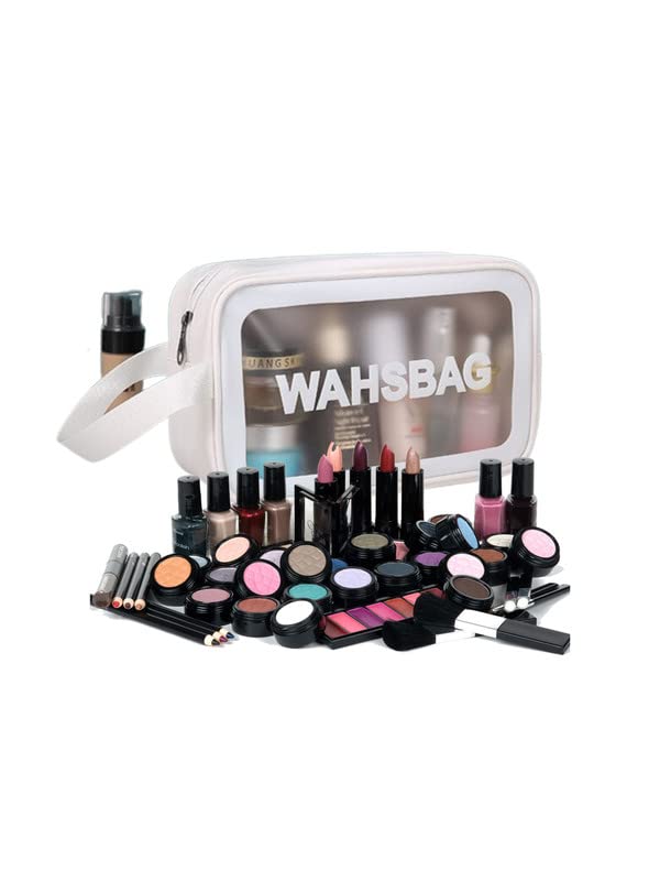 Waterproof PVC Travel Toiletries Bag - Clear Cosmetic Makeup Organizer Pouch for Women | Portable Wash Bag for Airplane, Gym, Camping & Vacation Essentials