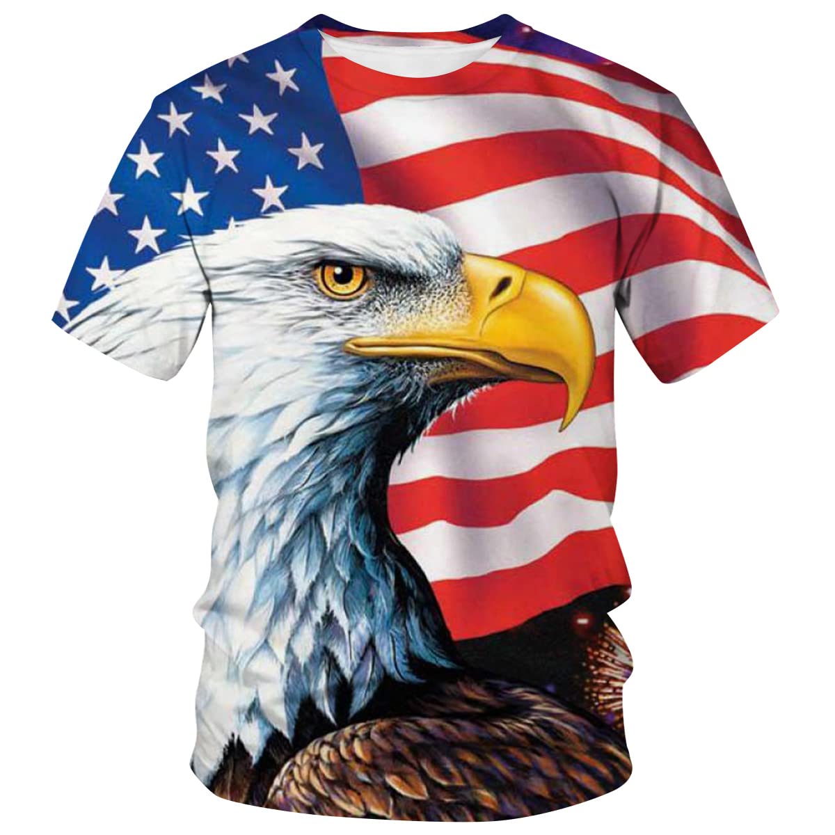 Lurhonp USA American Flag T-Shirt - Funny Eagle Graphic Tee for Men & Women - Patriotic Casual Wear for 4th of July, BBQ Parties & Everyday Outfits
