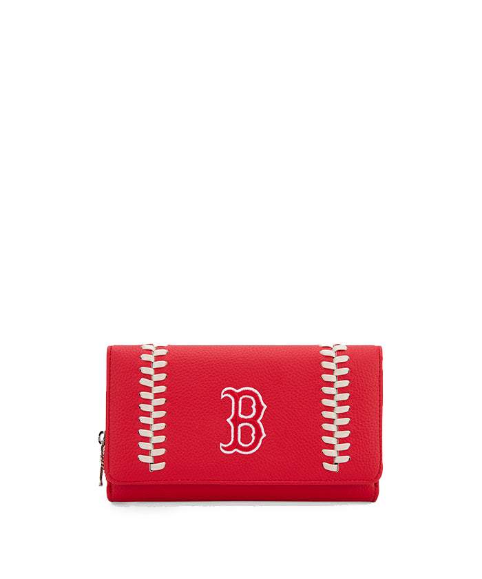 MLB Boston Red Sox Genuine Leather Wallet for Men - Premium Bifold Credit Card Holder - Perfect Gift for Baseball Fans & Game Day Essentials
