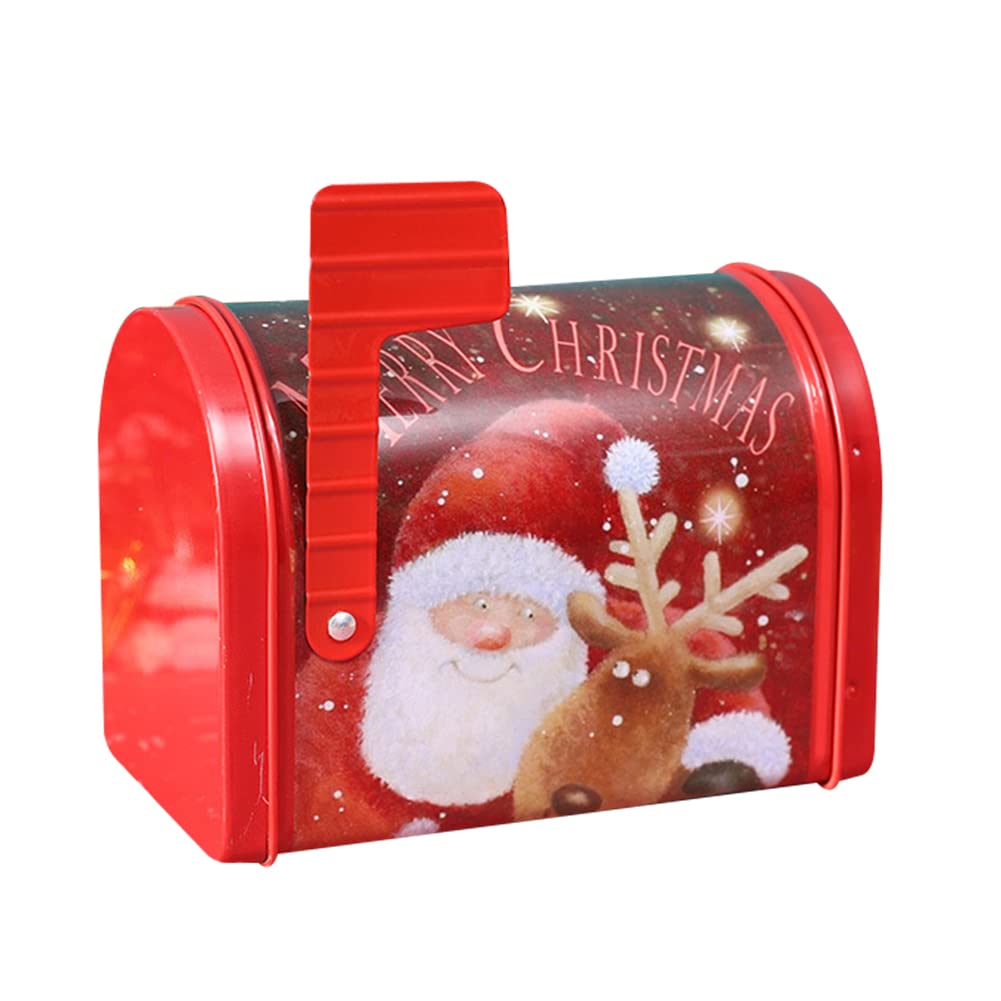 Christmas Mailbox Storage Tin Box - Metal Holiday Gift Box for Cookies, Candy & Xmas Presents with Lid - Perfect for Kids' Holiday Gifts, Classroom Treats & Festive Home Decor