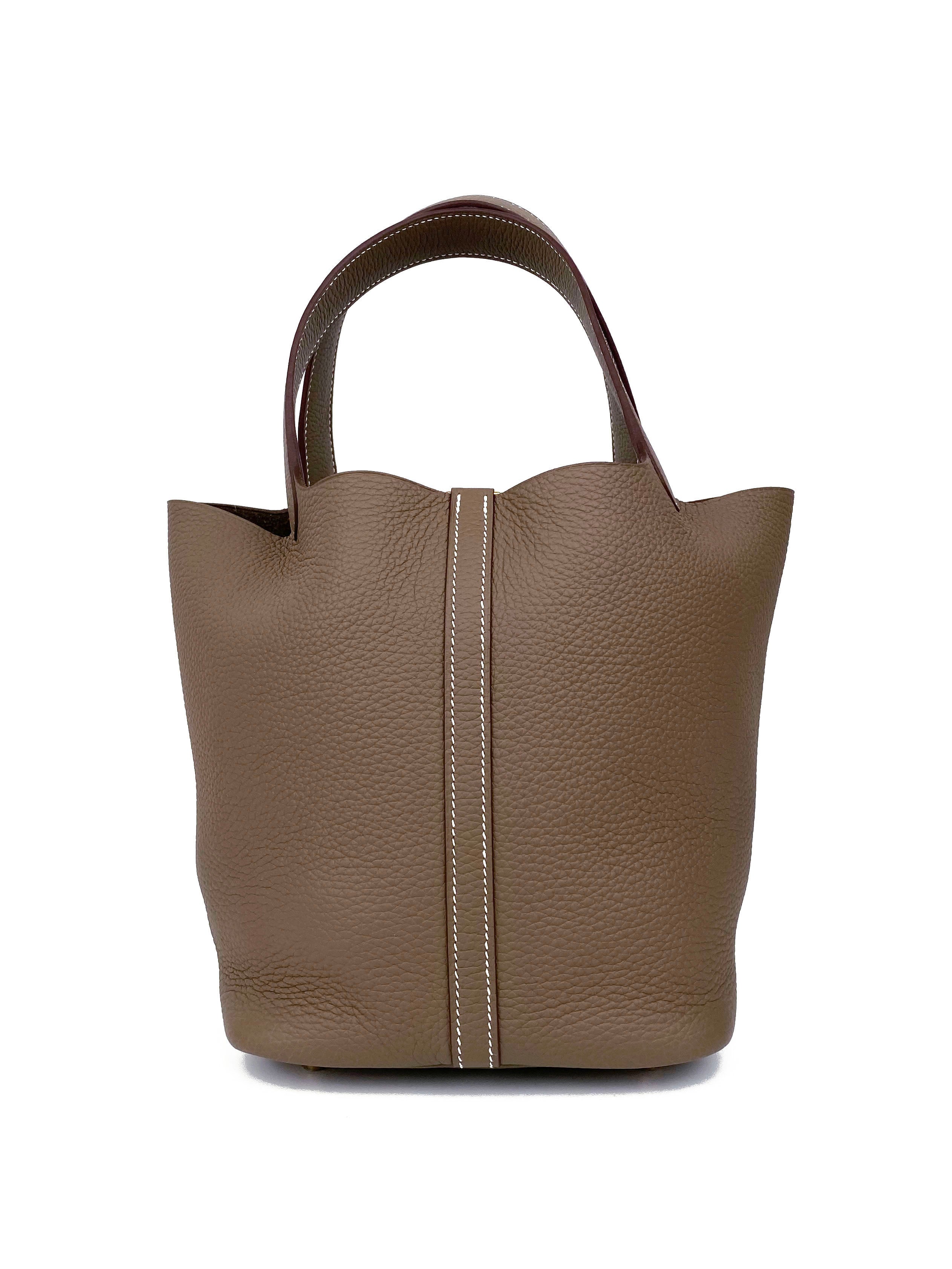 Authentic Hermes Picotin Lock 22 Handbag in Etoupe - Luxury Tote Bag for Women, Perfect for Everyday Use, Work & Travel