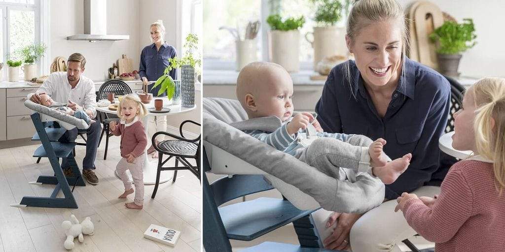 Stokke Tripp Trapp Newborn Set - Adjustable Baby High Chair with Safety Harness, Grey - Perfect for Feeding & Bonding with Your Infant at Home