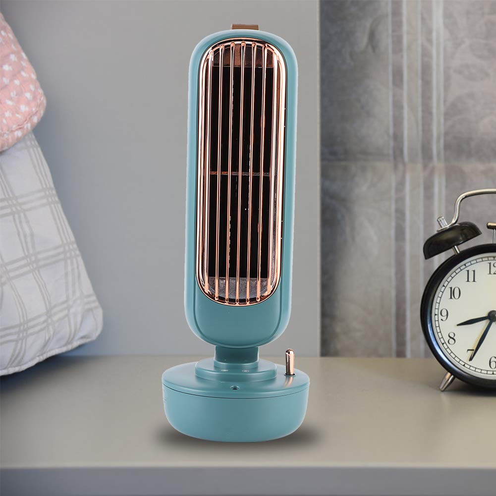 Acouto Portable Mini Vintage Tower-Shape USB Humidifier Fan - Compact Desktop Humidifying Fan for Office & Home Use, Green | Perfect for Dry Air Relief in Bedroom, Office & Small Spaces