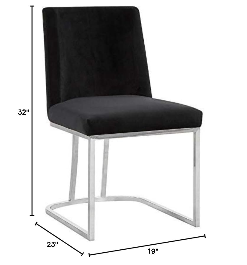 MAKLAINE Modern Black Velvet Dining Chairs (Set of 2) - Elegant Upholstered Side Chairs for Dining Room, Kitchen, or Home Office - Perfect for Small Spaces and Contemporary Decor