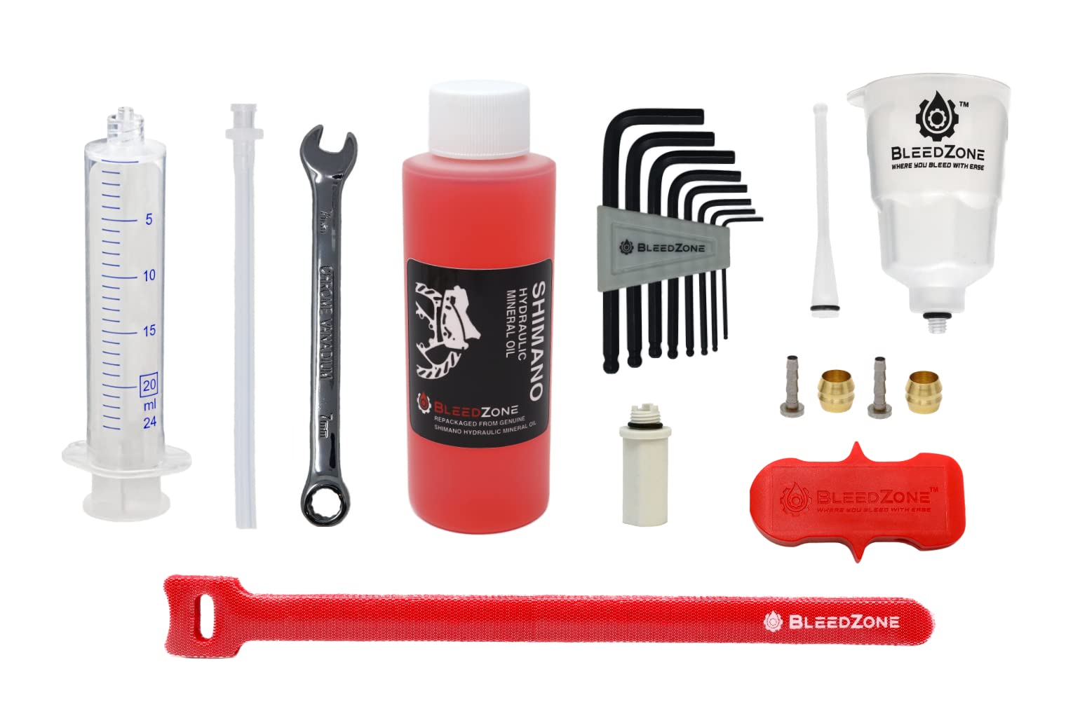 BleedZone Bicycle Brake Bleed Kit for Shimano Hydraulic Brakes - Includes 120ml Mineral Oil & Syringe - Compatible with Road, Gravel & Mountain Bikes - Perfect for Professional Bike Maintenance & Home Repairs