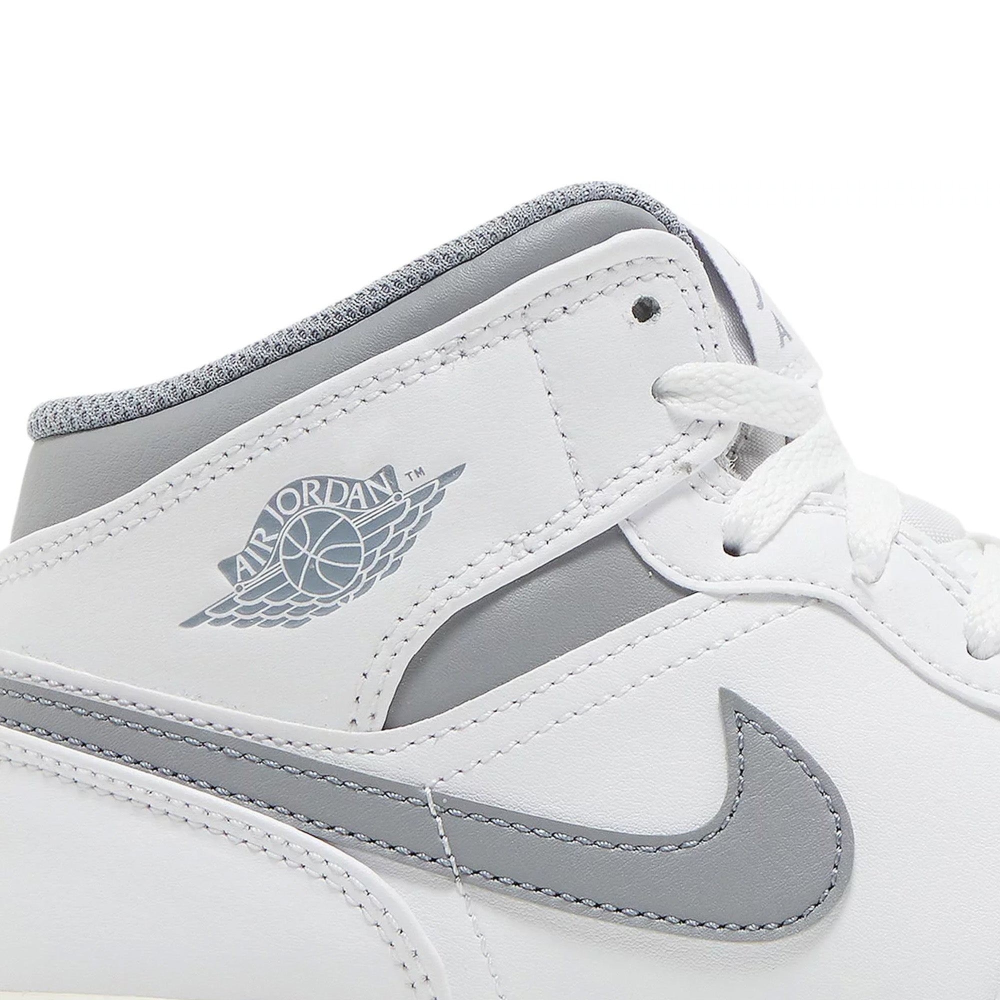 Air Jordan 1 Mid 'Neutral Grey' GS Sneakers (2022) - Comfortable Basketball Shoes for Women & Girls - Perfect for Sports, Casual Wear & Street Fashion