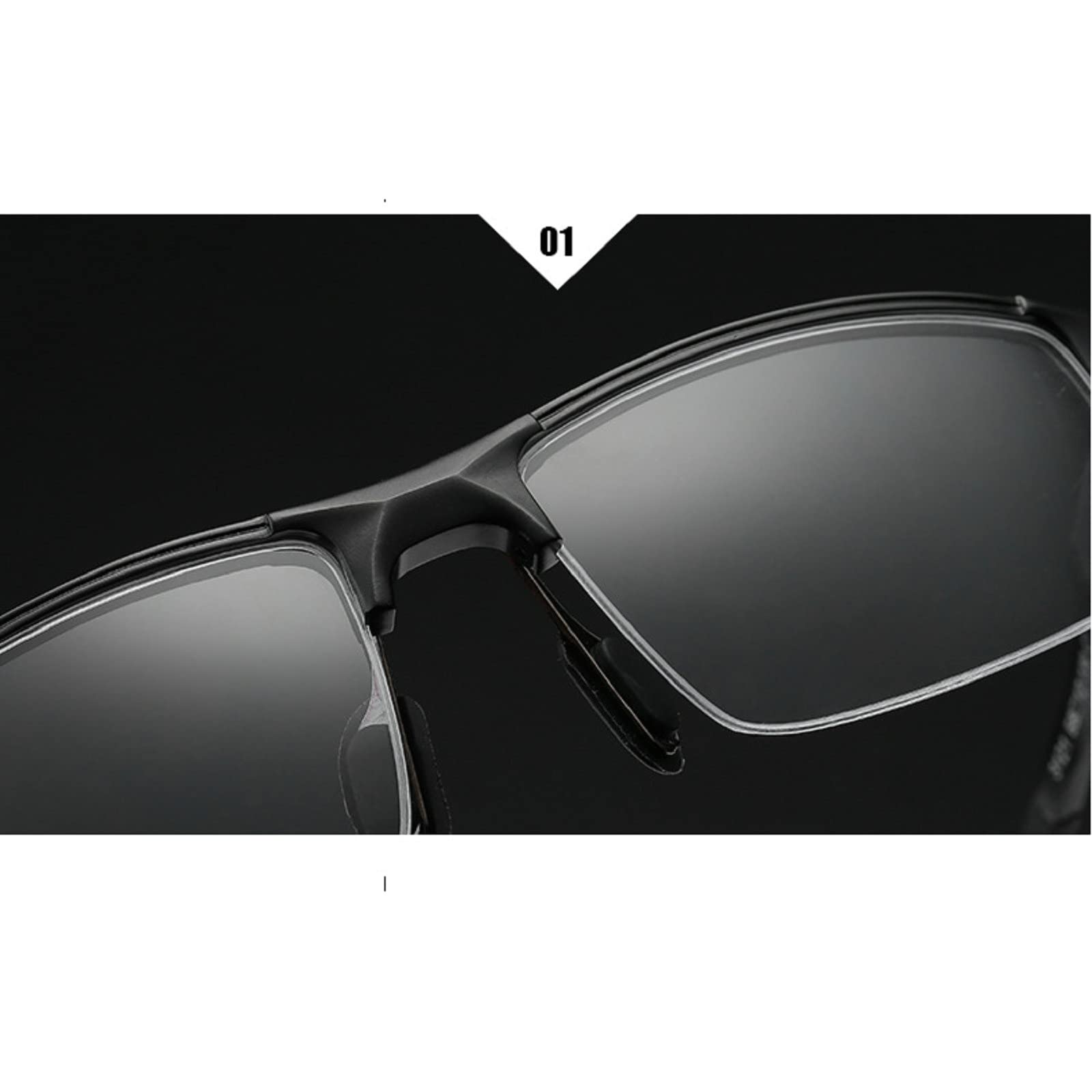 Photochromic Reading Glasses for Men - Lightweight Progressive Multifocal Computer Glasses with Aluminum Magnesium Half-Frame (Indoor/Outdoor Use for Reading, Working & Driving) | Perfect for Office, Home & Commuting