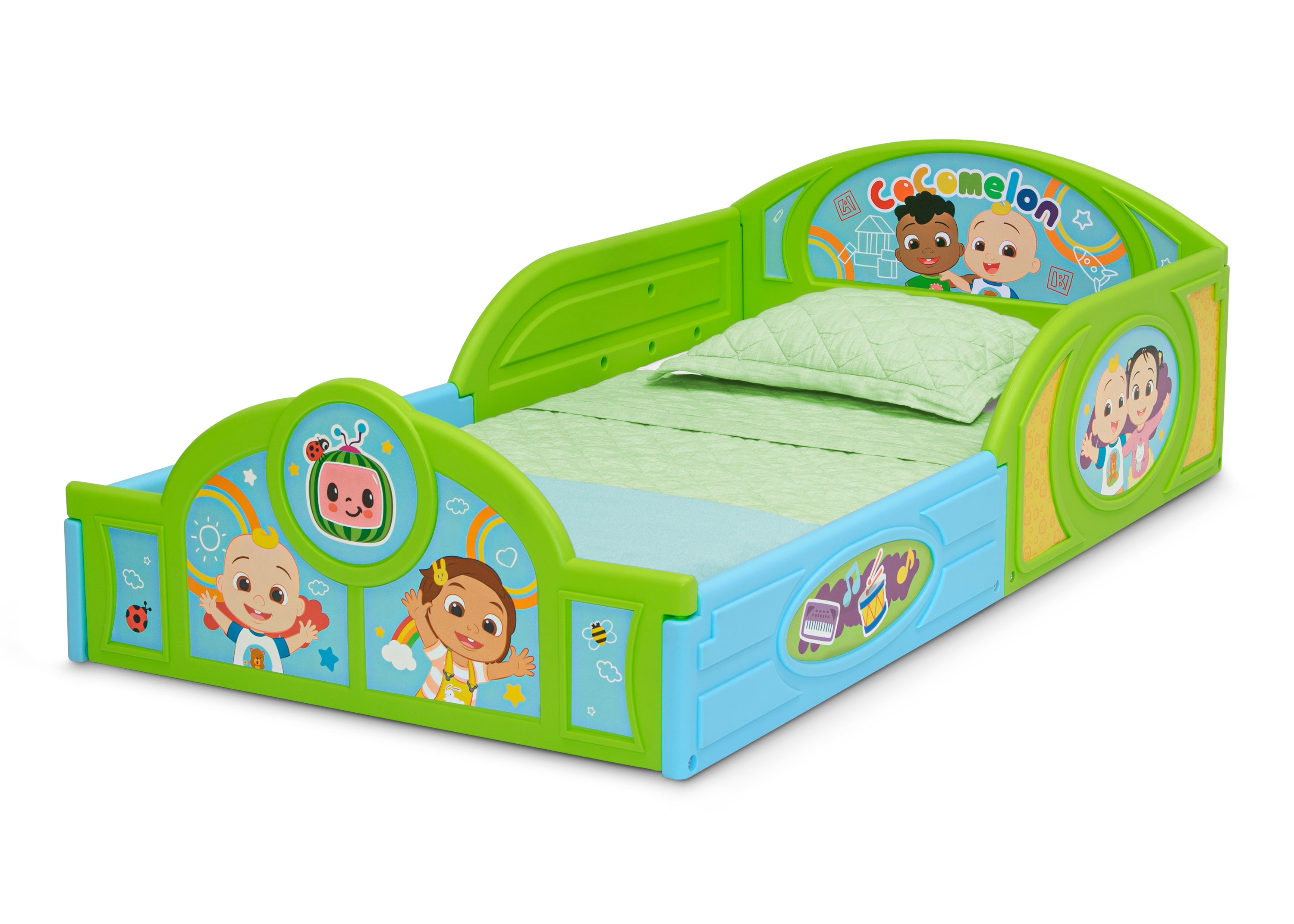 CoComelon 4-Piece Toddler Room Furniture Set - Toddler Bed, Play Table, Chair & Toy Box for Kids' Bedroom Decor | Perfect for Nursery, Daycare & Playroom