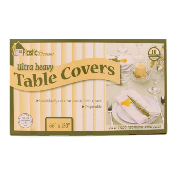 Premium Clear Ultra Heavy Duty Plastic Tablecloths 66x180 Inches – 10 Pack for Parties, Weddings, Banquets & Outdoor Events