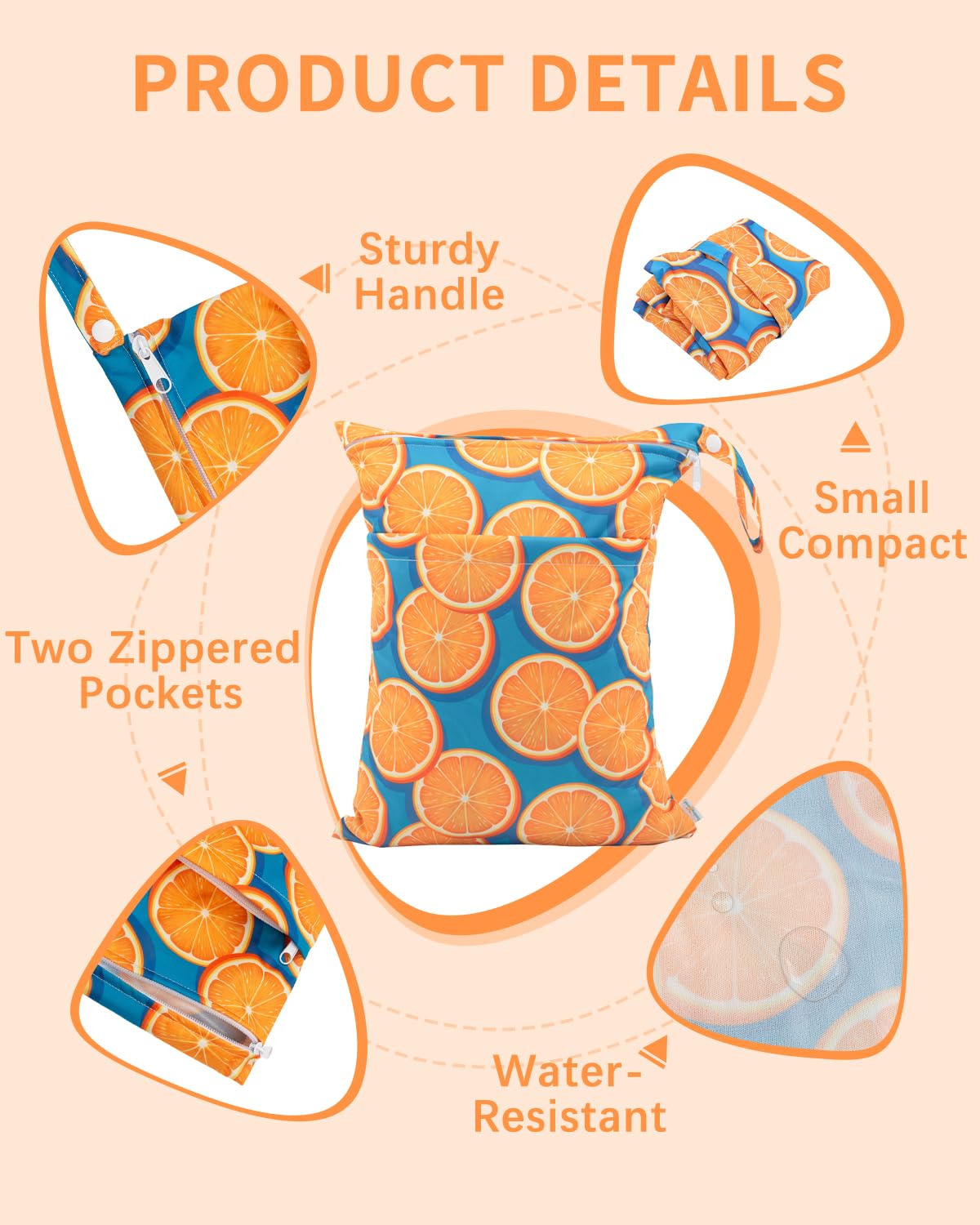 Babygoal Wet Dry Bags for Diapers - Reusable Waterproof Travel Organizer for Baby Clothes, Swimsuits & Wet Items - 3 Pack with Dual Zippered Pockets - Perfect for Nursery, Beach, Pool, Gym & Daycare Use