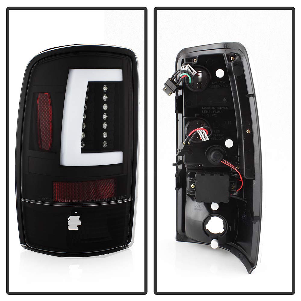 ACANII V2 Black LED Tube Tail Lights Brake Lamps for 2000-2006 Chevy Suburban Tahoe GMC Yukon - Driver & Passenger Side - Upgrade Your Ride with Durable LED Lighting for Night Driving and Enhanced Safety