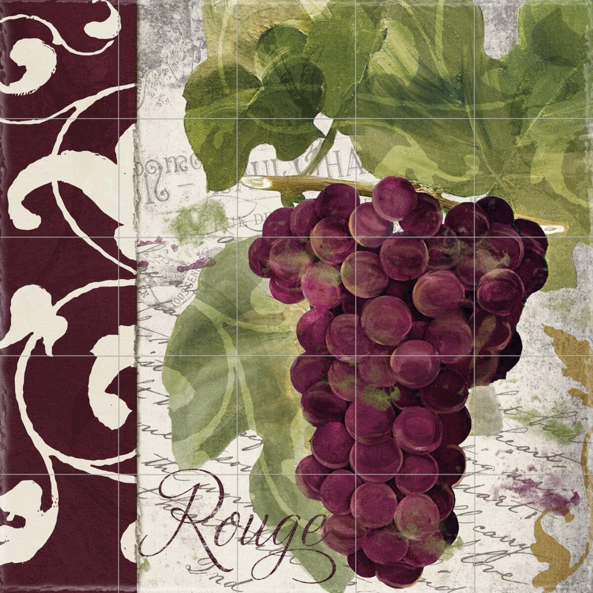 Ceramic Backsplash Tile Mural - Fruit & Vegetable Food Theme - Bon Vin I Redux - Color Bakery Design for Kitchen & Bathroom Decor - Perfect for Farmhouse, Cottage, and Rustic Style Homes