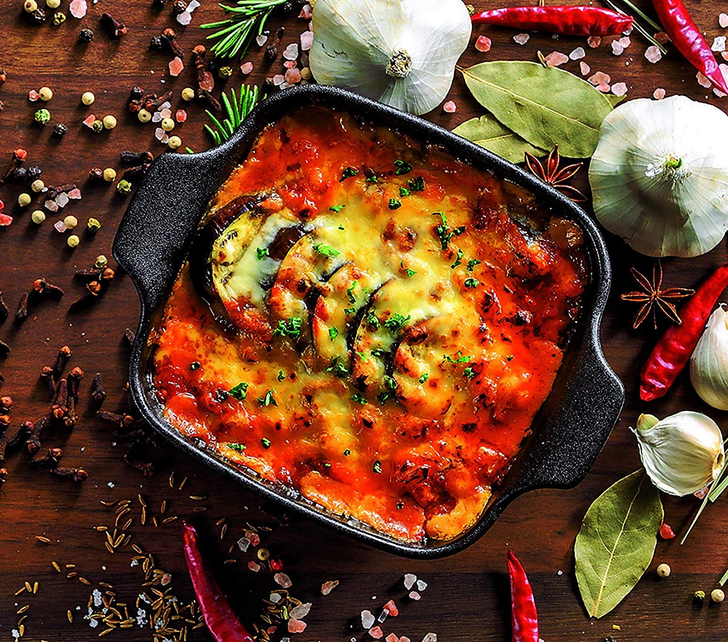 Premium Square Black Pearl Metal L-1907 Deep Plate - Oven-Safe Bakeware for Casseroles, Lasagna & Roasting Dishes