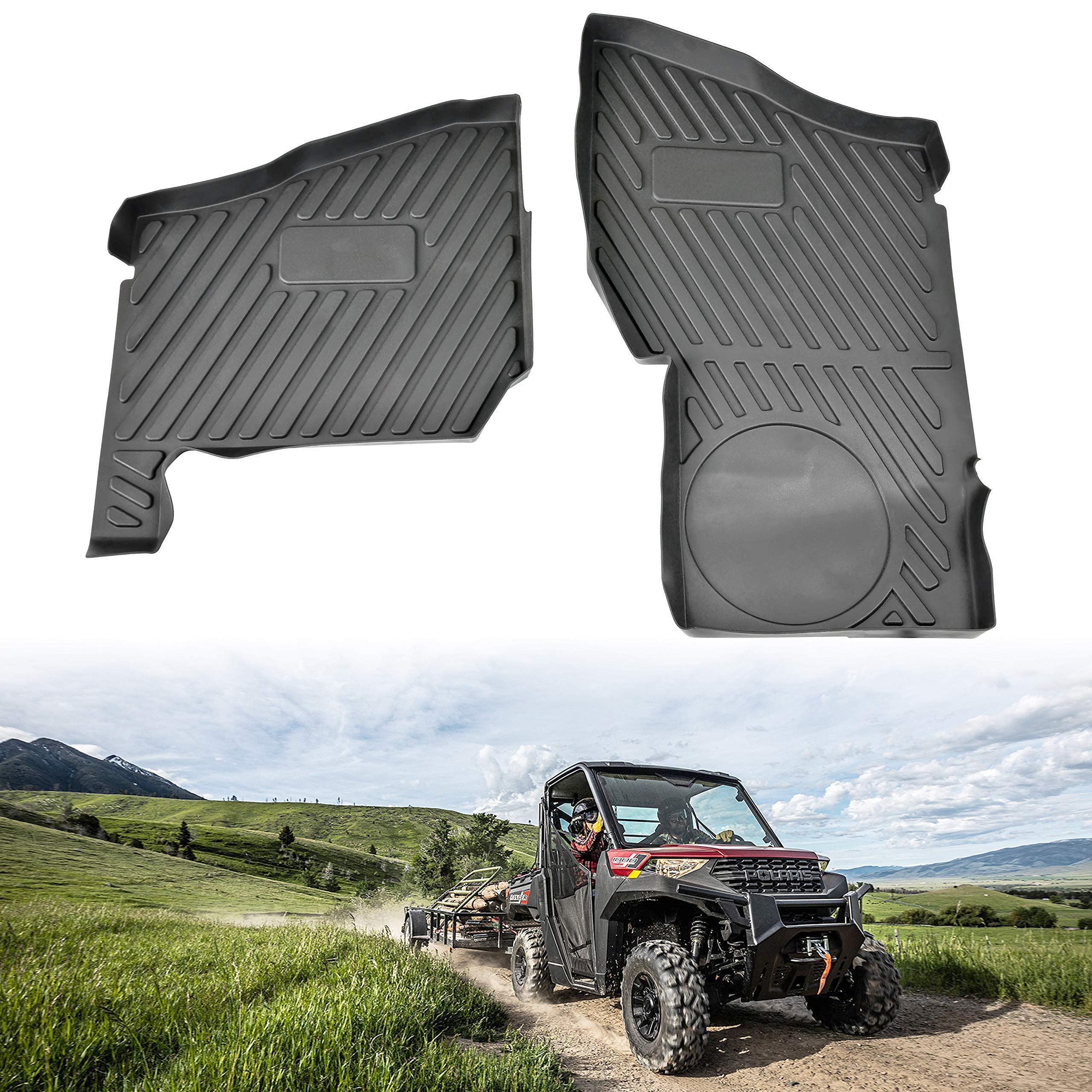 SAUTVS Rear Bumper & Front Floor Mats Kit for Polaris Ranger XP 1000 Crew 1000 Diesel - Durable Off-Road Protection for UTV Accessories | Perfect for Hunting, Farming & Outdoor Adventures