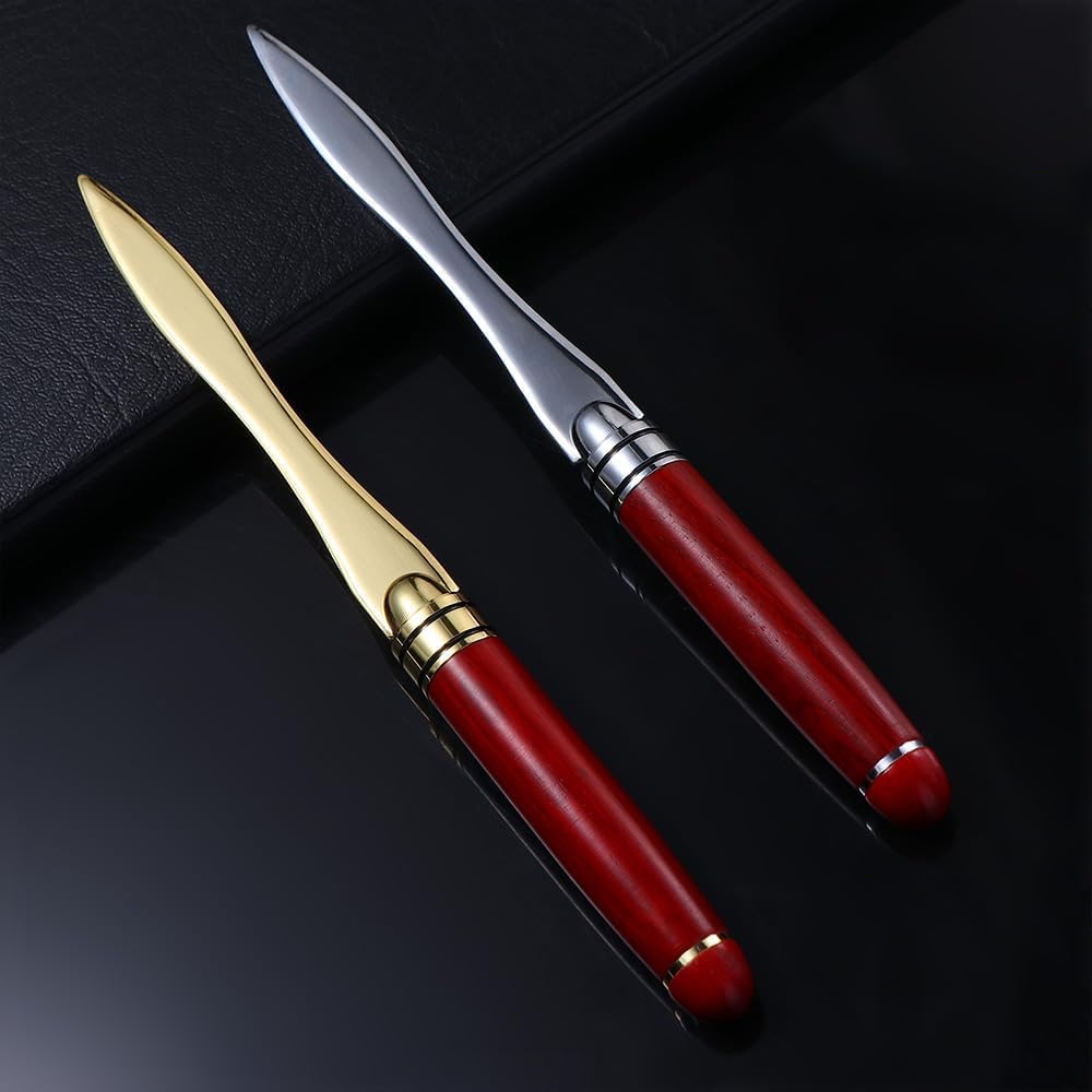 Premium Gold Letter Opener - Elegant Wooden Handle Paper Cutter for Envelopes, Mail & DIY Crafts | Perfect for Office, Home, School & Stationery Lovers