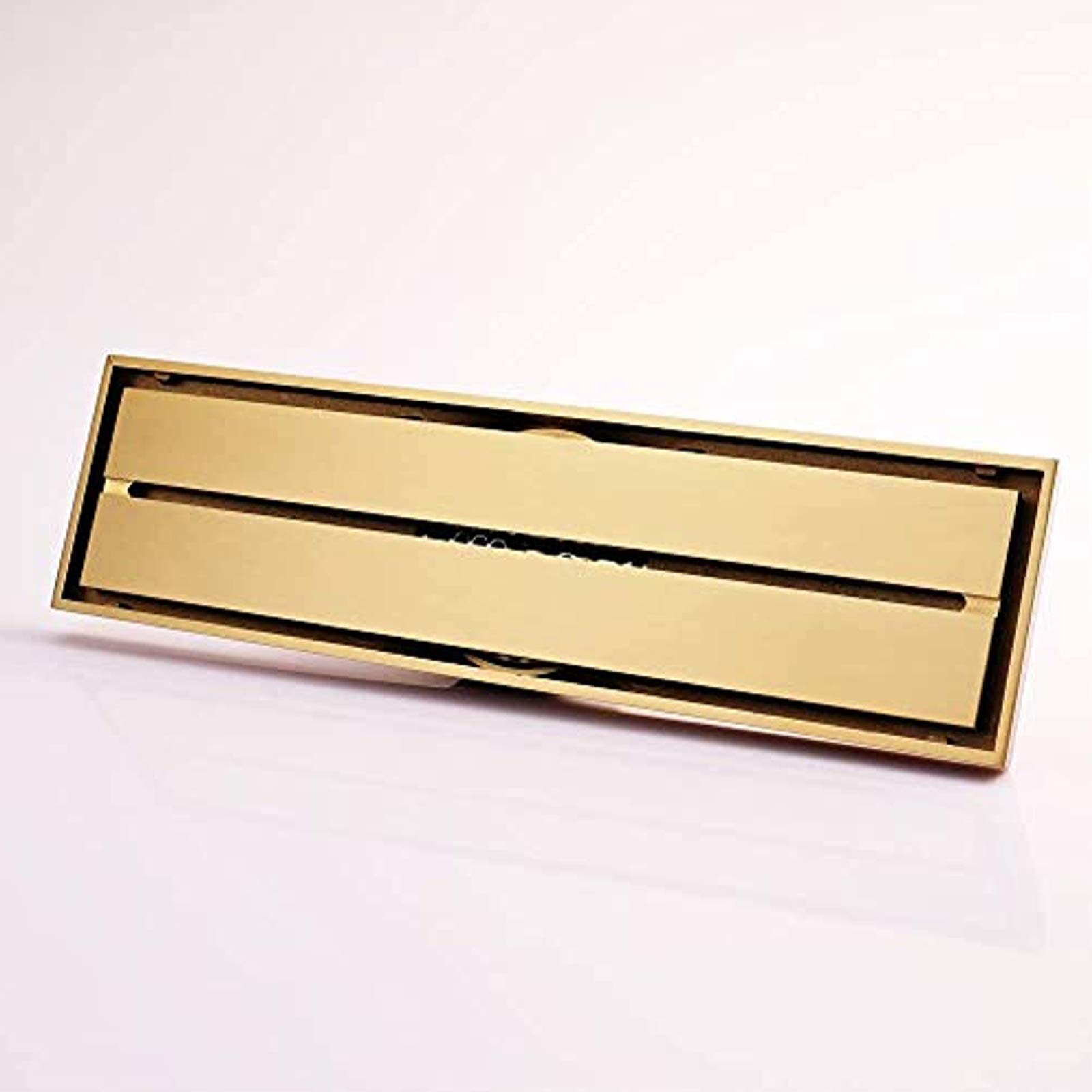 Premium Linear Shower Drain - 11.8 x 3.2 Inch Brass Rectangle Floor Drain with Removable Cover | Hidden Gold Finish | Durable Bathroom Waste Drain for Modern Showers & Wet Rooms