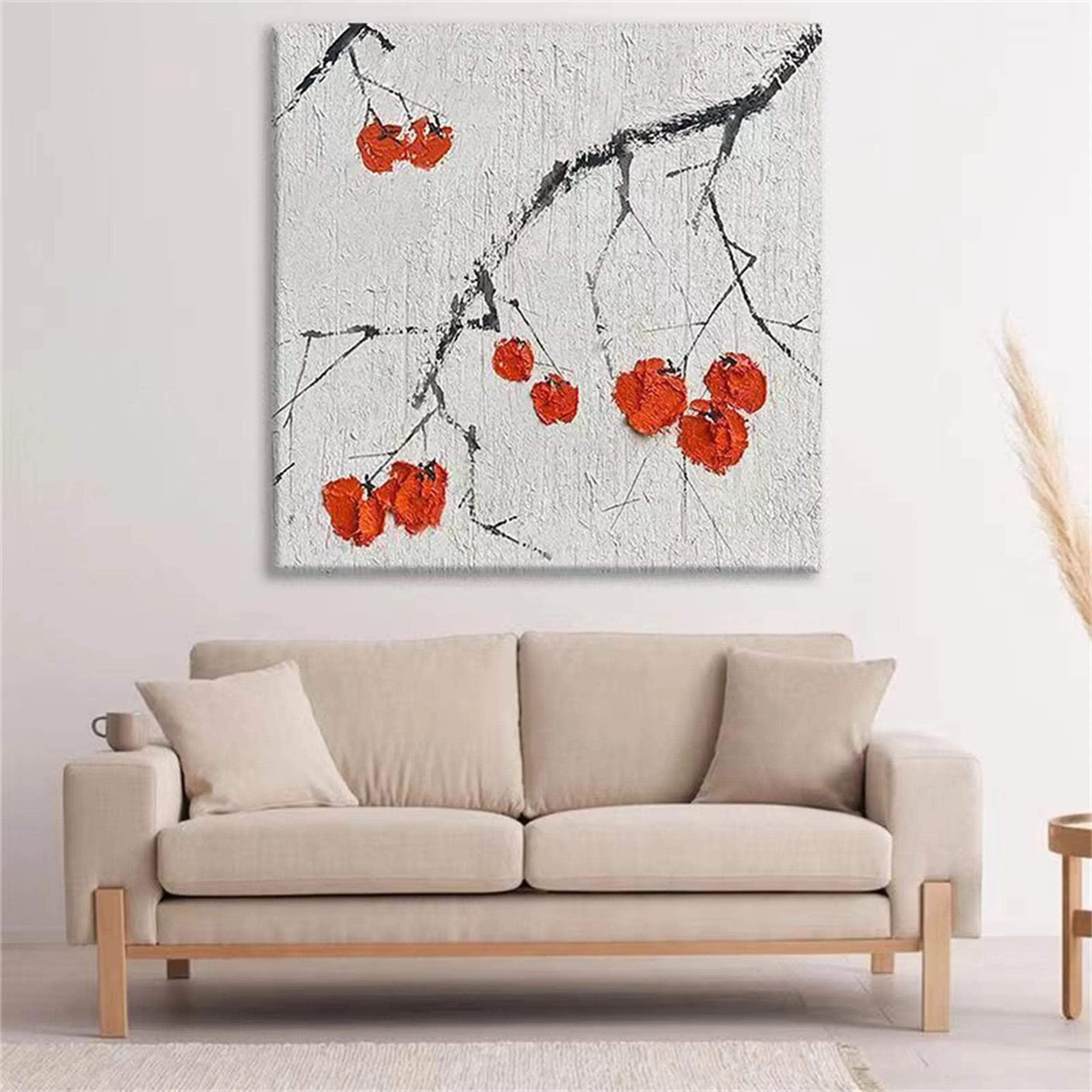 Flower and Tree Painting #FT063 - Handmade Canvas Wall Art for Home Decor, Office, Living Room & Bedroom
