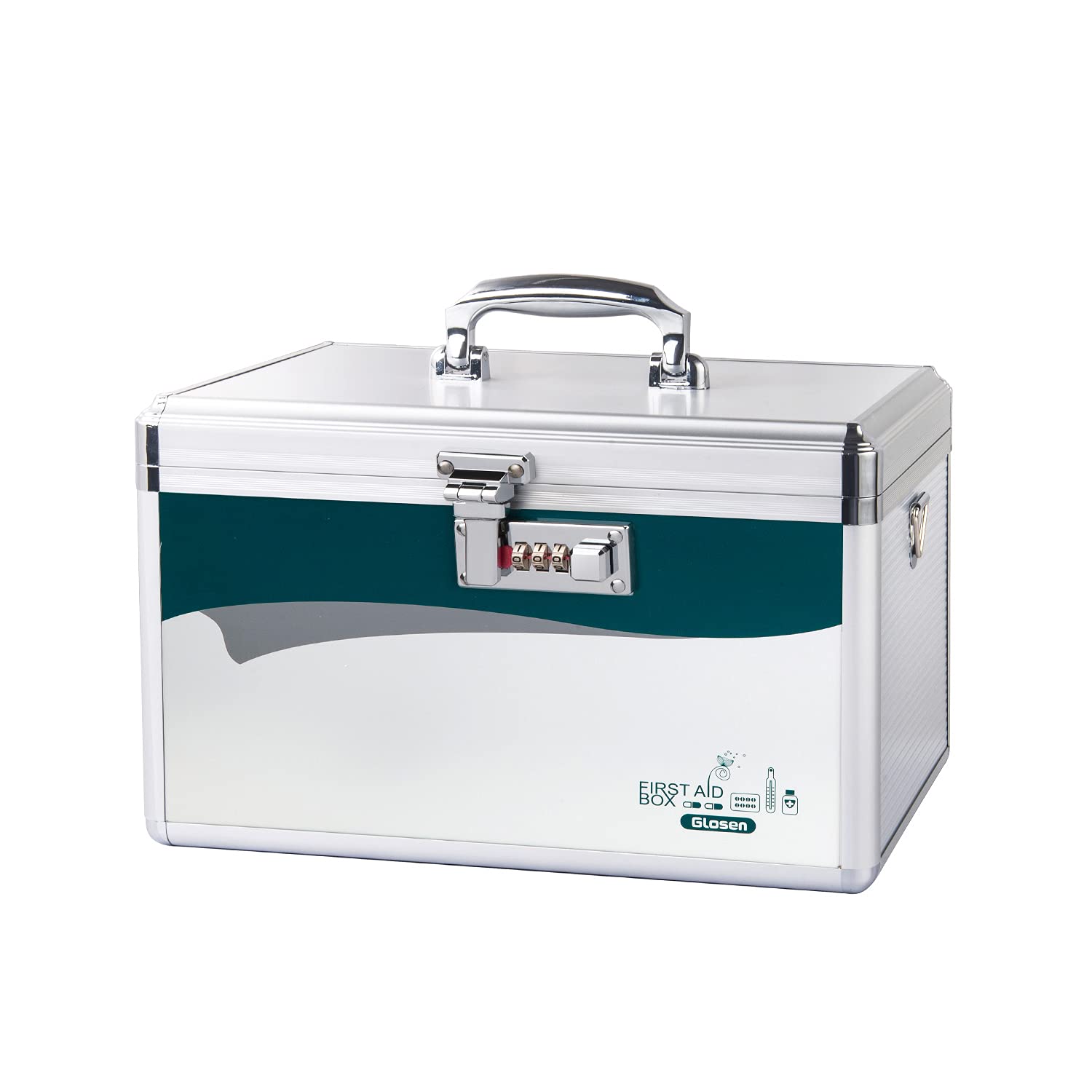 Glosen Large Combination Lock Medicine Storage Box 14x8.5x8.5 Inch - Secure Safe for Prescription Drugs, Vitamins & First Aid Supplies at Home, Office or Travel