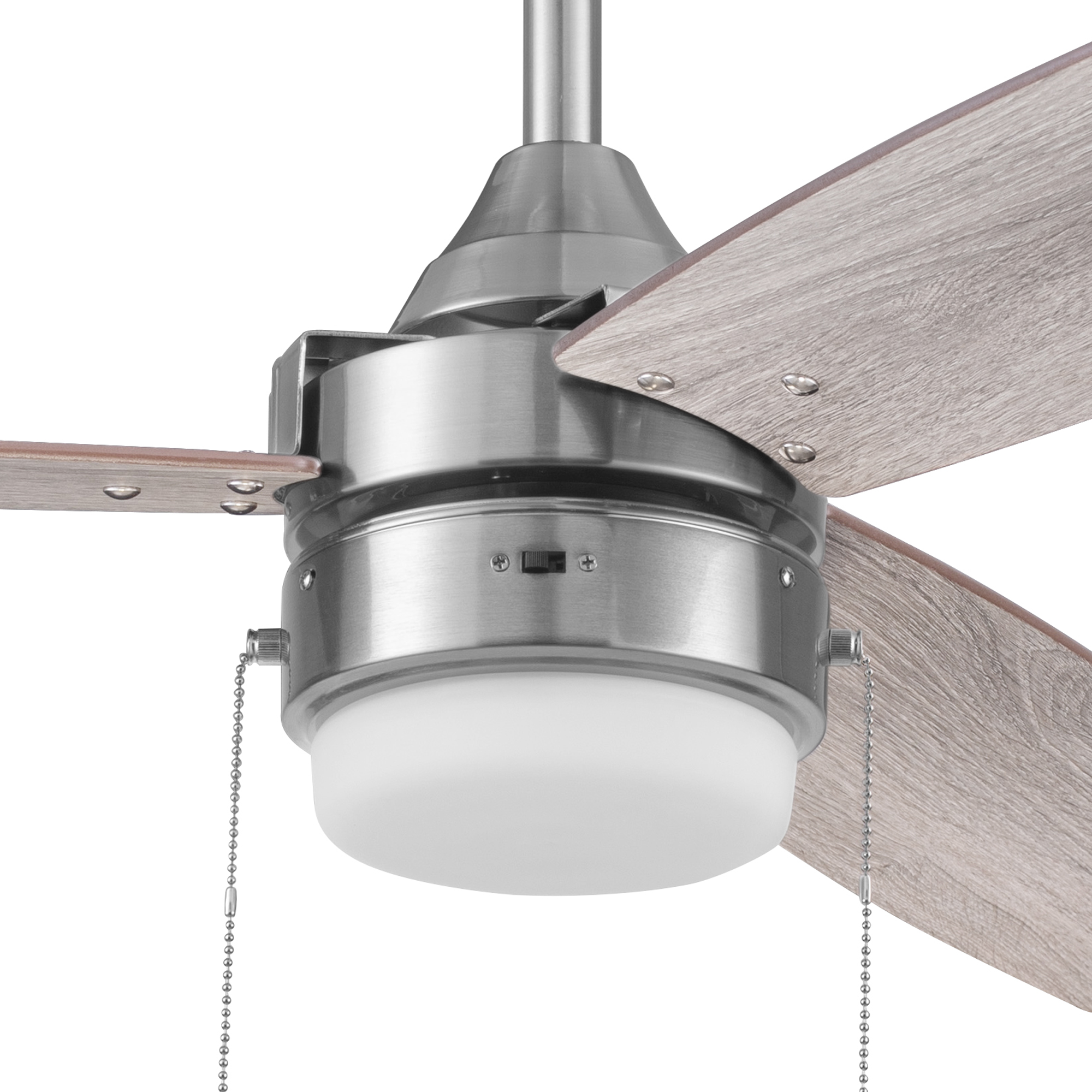 48 Inch Honeywell Berryhill Brushed Nickel Ceiling Fan with Light Kit and Pull Chain - Perfect for Living Room, Bedroom, and Outdoor Patio Cooling
