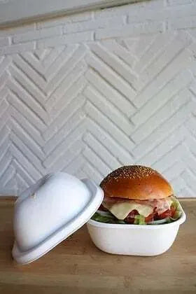 Eco-Friendly Sugarcane Burger Boxes - Biodegradable & Compostable Takeout Containers for Burgers, Sandwiches, and Fast Food | Perfect for Restaurants, Food Trucks, and Outdoor Events