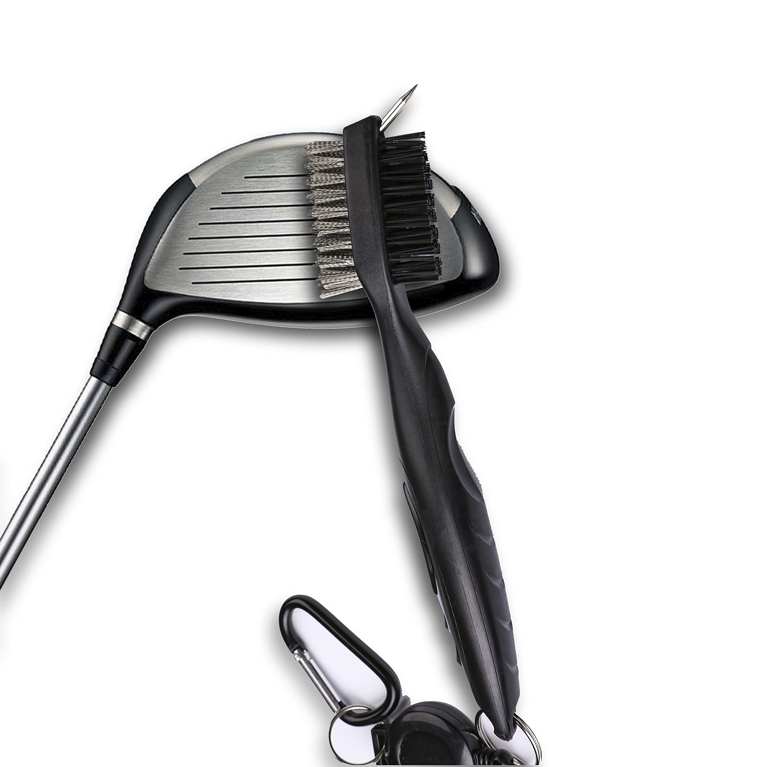 Premium Microfiber Waffle Golf Towels with Club Cleaning Brush Set (2 Black Towels + Black Brush) - Super Absorbent, Quick-Dry for Golf Course, Gym & Sports Use