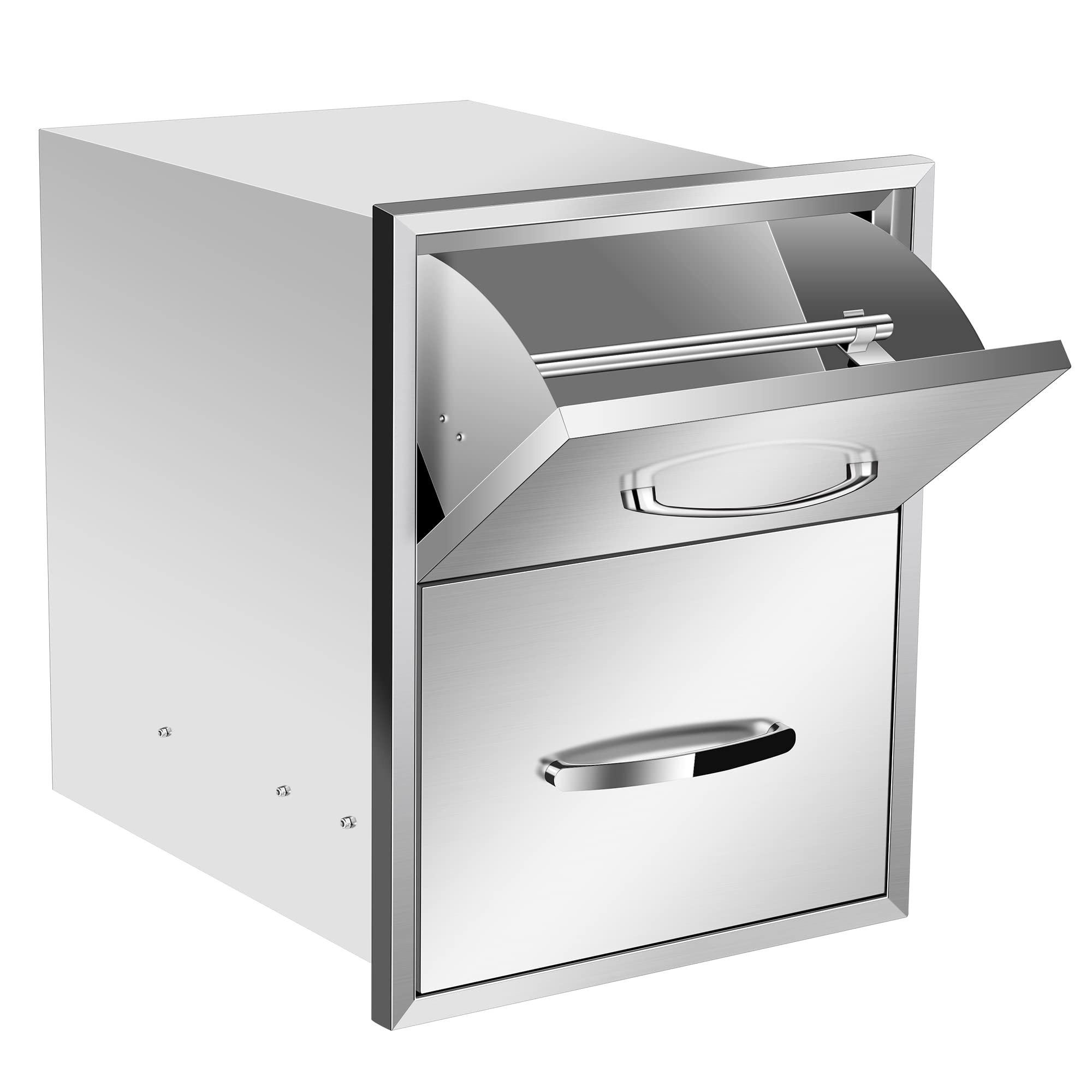 Stainless Steel Outdoor Kitchen Double Drawers with Handle - 16