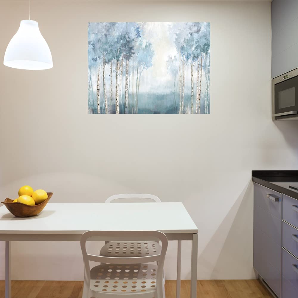 Blue Etched Fine Art Canvas Wall Decor by Carson Lyons - Ready to Hang 46x35 Inches - Perfect for Living Room, Bedroom, Office & More - Modern Home & Office Wall Art Decor