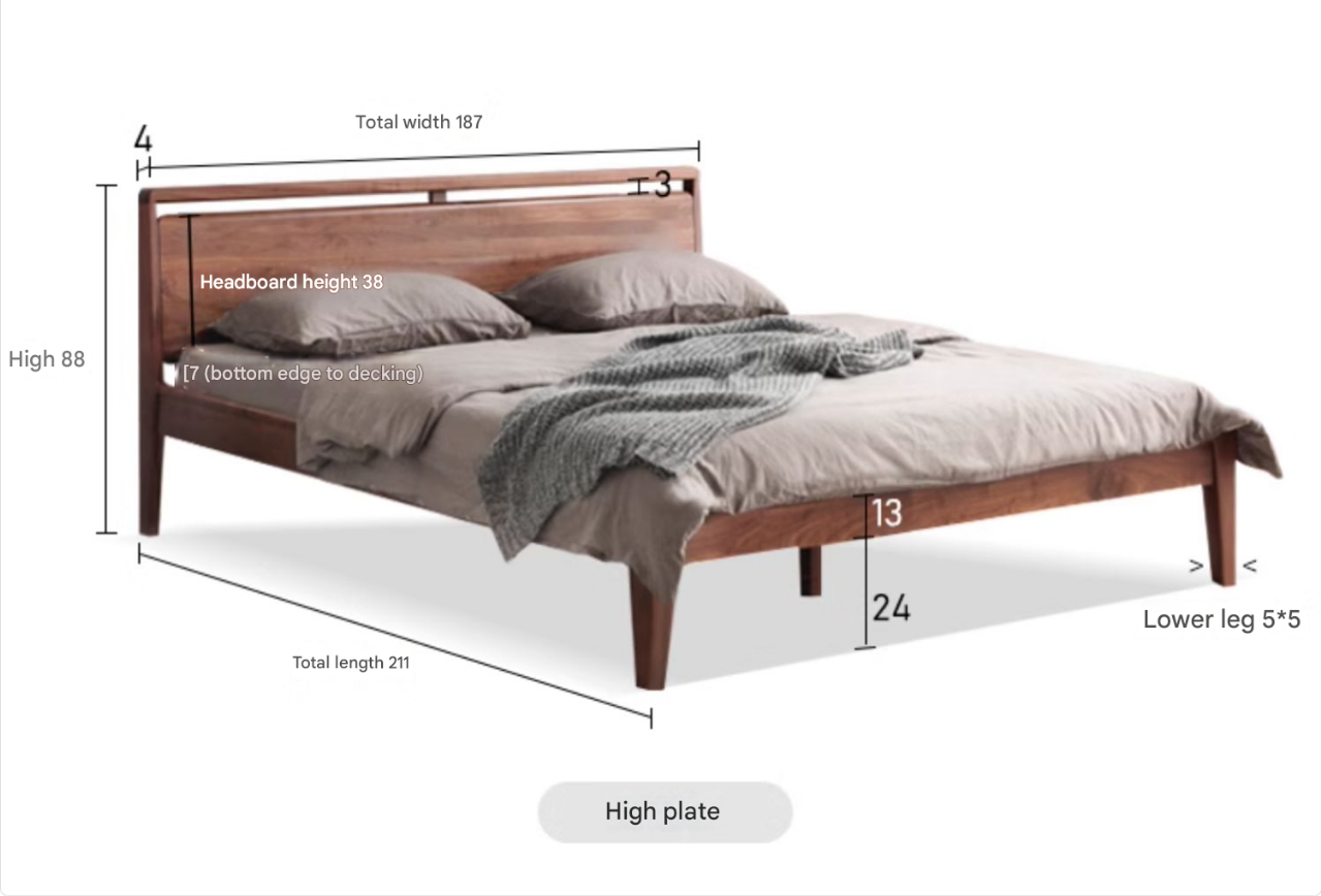 Premium Black Walnut Solid Wood Bed Frame - Queen Size, Natural Wood Grain, Sturdy & Durable - Perfect for Master Bedroom, Guest Room & Modern Farmhouse Decor