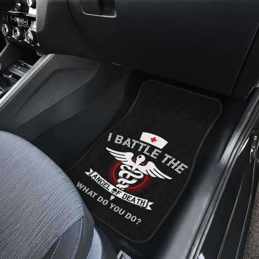 Angel of Death Nurse Car Floor Mats Set of 4 - Non-Slip Custom Fit Auto Accessories for Halloween Decor, Cosplay & Horror Fans
