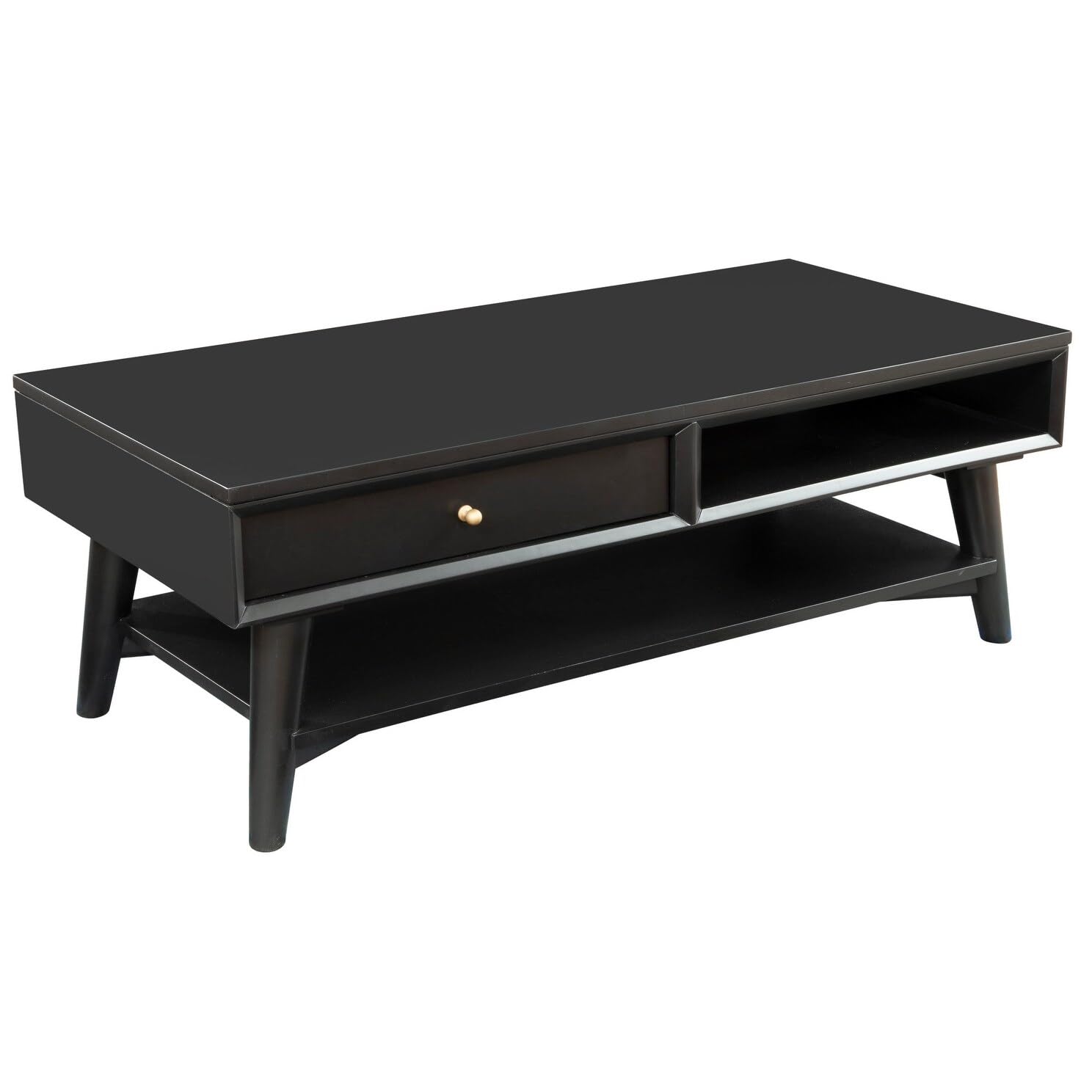 Alpine Furniture Flynn Coffee Table - Modern Black Wooden Living Room Table for Home Decor, Perfect for Living Room, Lounge & Office Use