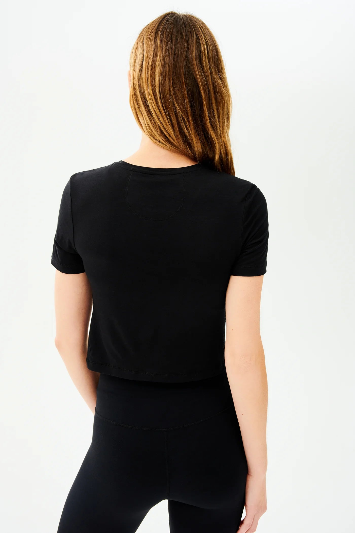 Splits59 Women's Daisy Jersey Cropped Tee - Soft Stretchy Short Sleeve T-Shirt for Yoga, Running & Casual Wear | Black