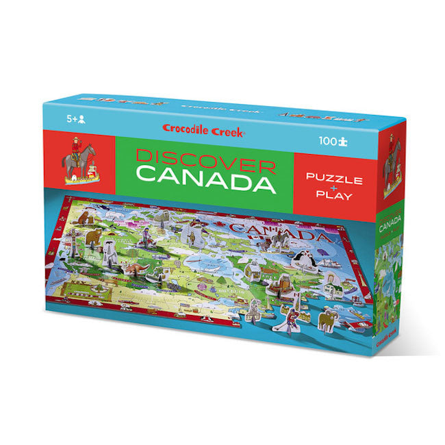 Crocodile Creek 100 Piece Discover & Play Puzzle - Canada Map Educational Toy for Kids, Perfect for Family Game Night & Learning Geography