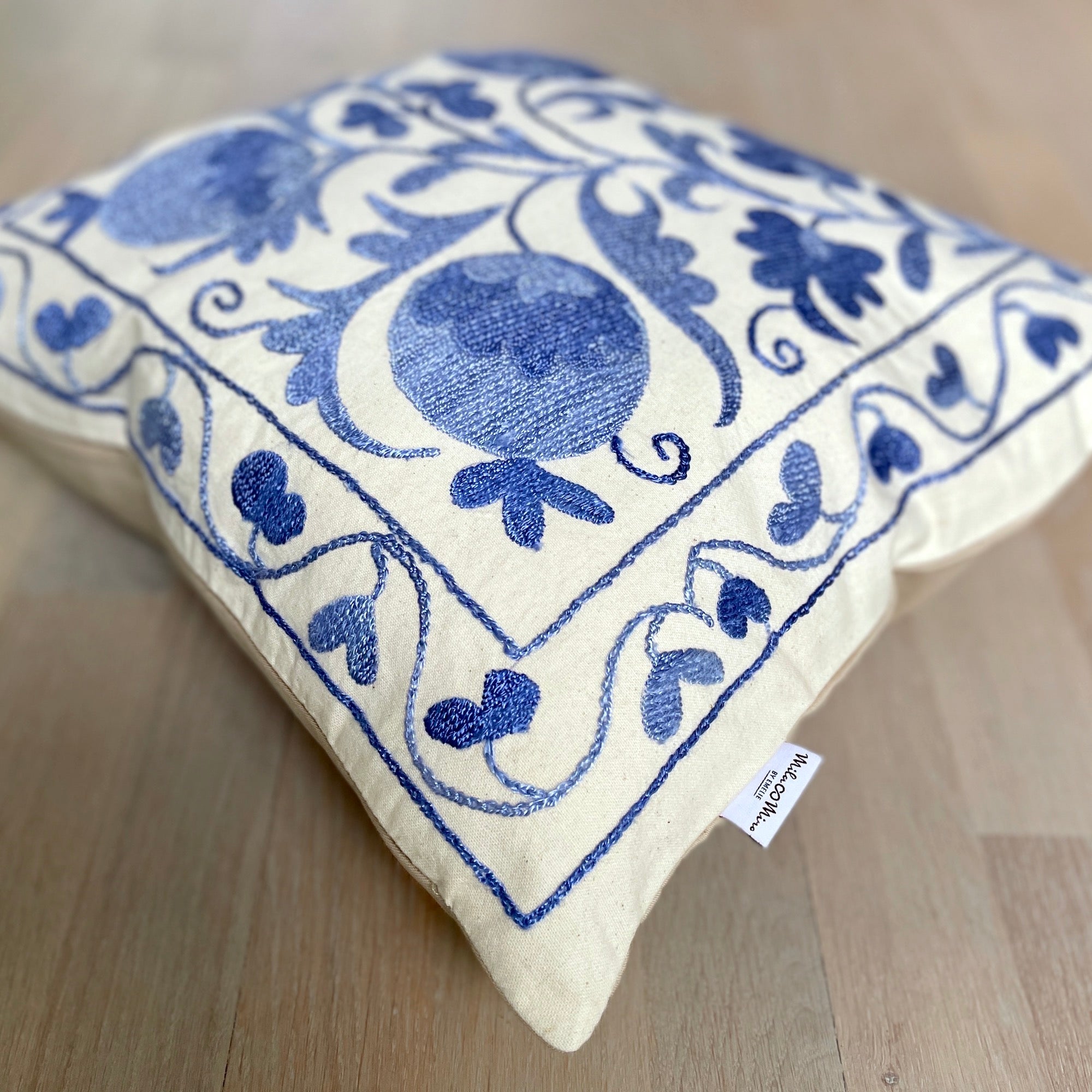 Handmade Suzani Cushion Cover Bodrum - Bohemian Decorative Pillow Case for Sofa, Bed & Home Decor - Perfect for Living Room, Bedroom & Boho Chic Interior Design
