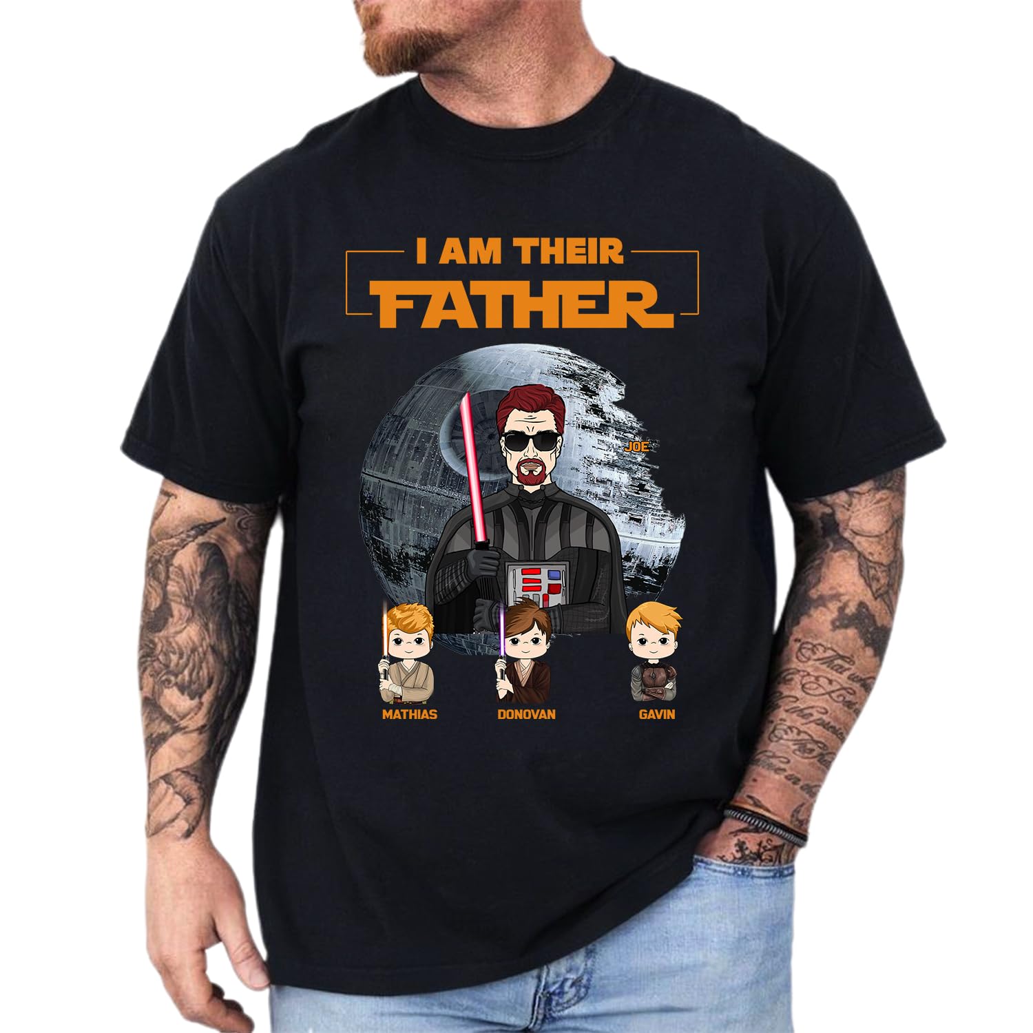Custom 'I Am Their Father' Personalized T-Shirt for Dad - Best Dad Ever Shirt, Father's Day Gift, Matching Dad & Kid Shirts - Black, Small | Perfect for Father's Day, Family Photos & Special Occasions