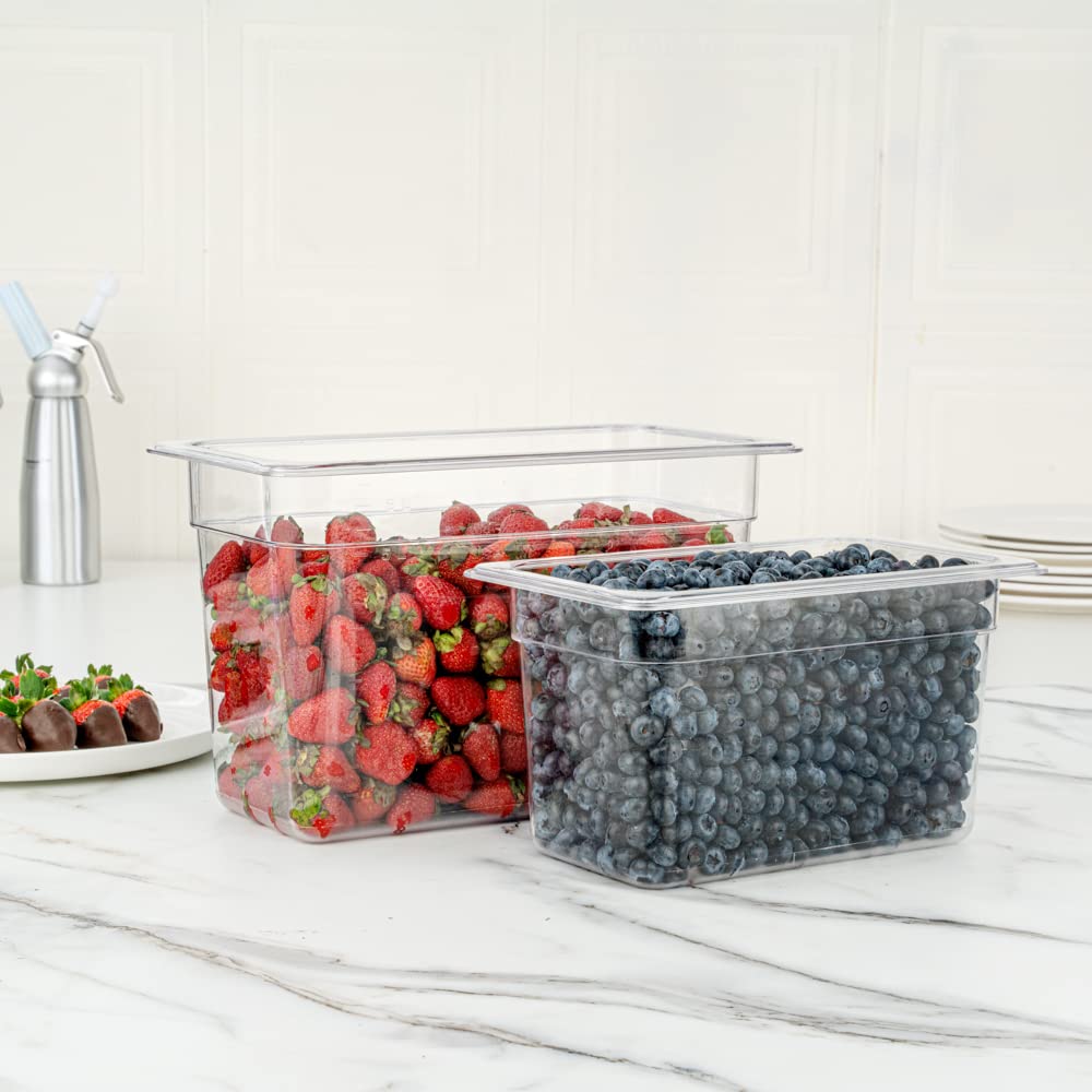 Met Lux 1/3 Size Food Storage Containers - 10 Pack 8-Inch Deep Rectangle Proofing Boxes with Graduated Measurements | Clear BPA-Free Plastic Food Grade Containers | Dishwasher Safe (Lids Sold Separately) | Perfect for Baking, Meal Prep & Leftovers Storage