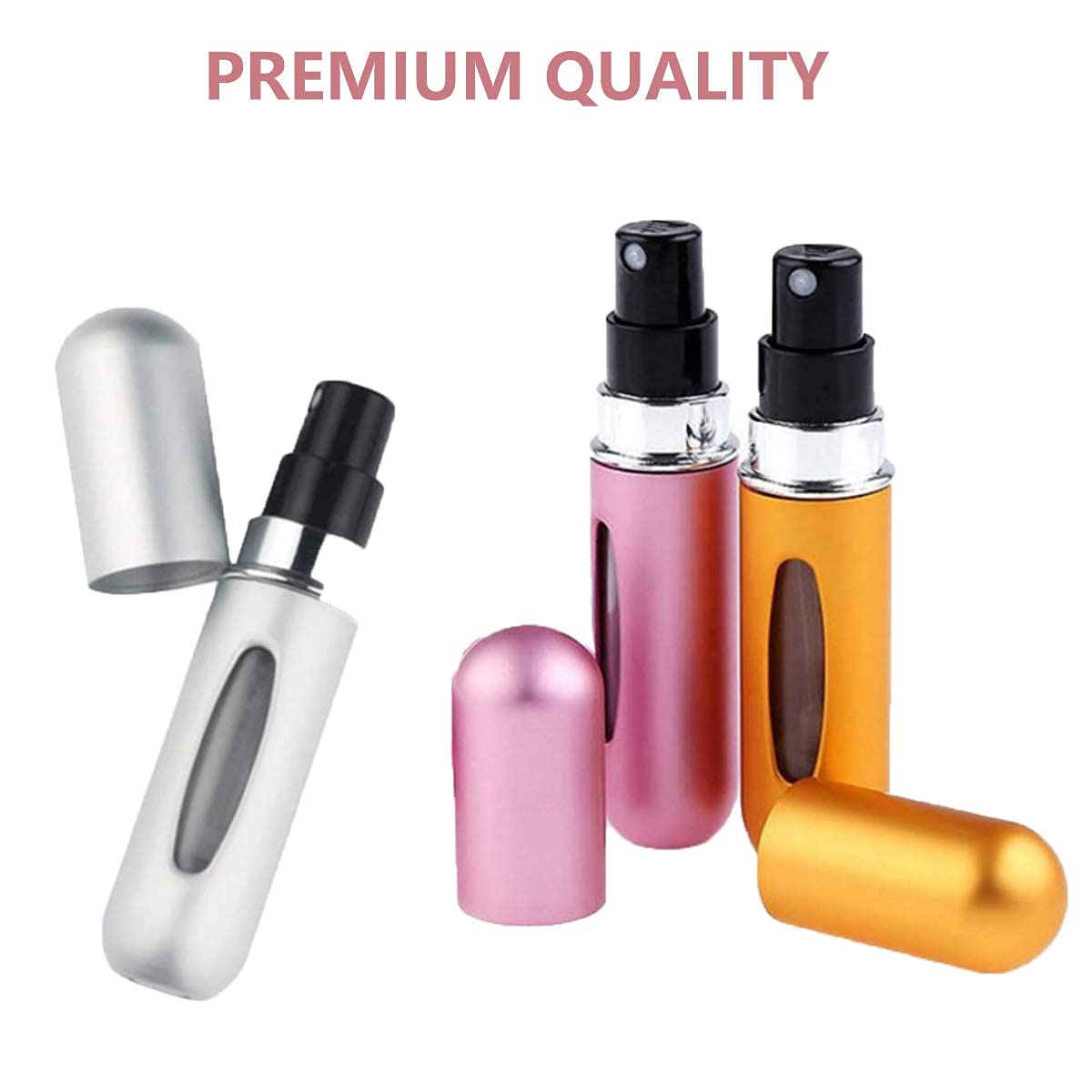 ASZTRIK 3-Pack 5ml Refillable Perfume Spray Bottles - Portable Mini Empty Perfume Atomizer with Scent Pump for Travel, Gym, Purse & On-The-Go (Multicolor) | Leak-Proof Essential Oil Dispenser for Fragrance Lovers