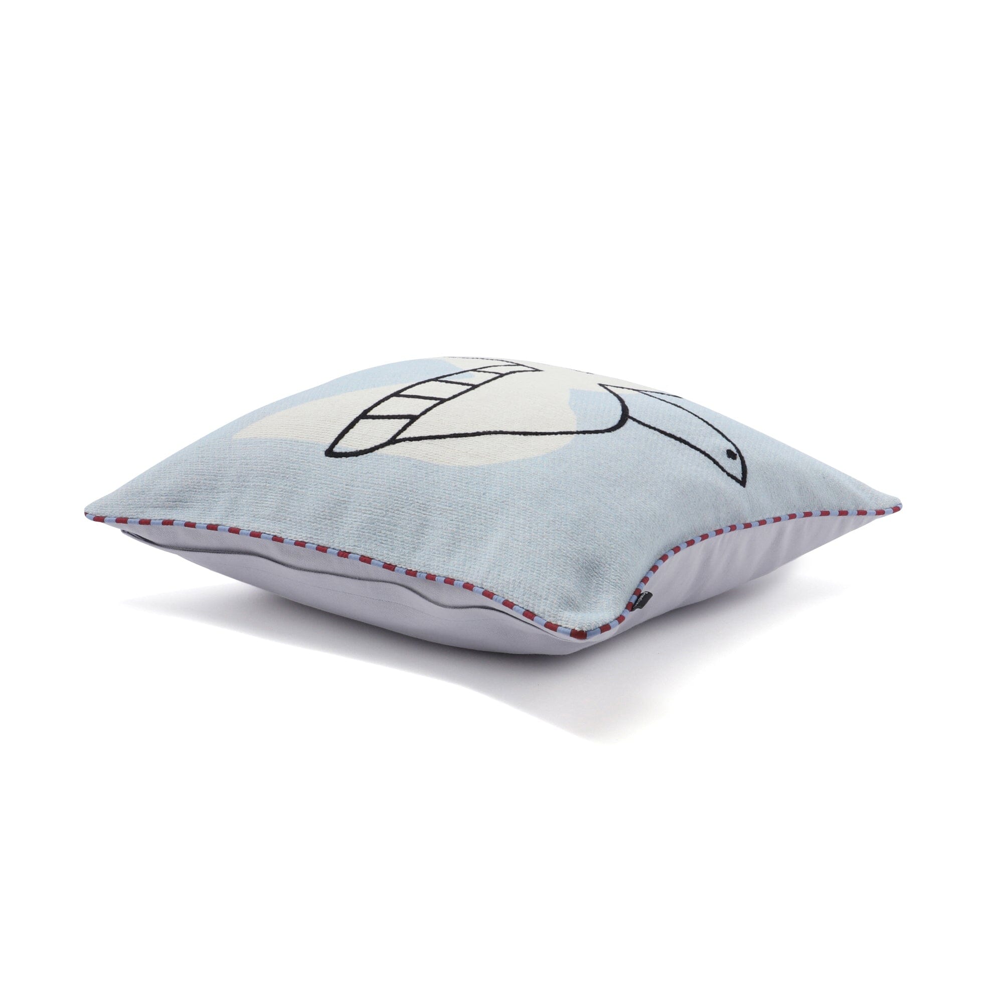 Embroidered Bird Cushion Cover 18x18 Inches Light Blue - Bohemian Home Decor for Living Room, Bedroom, or Nursery