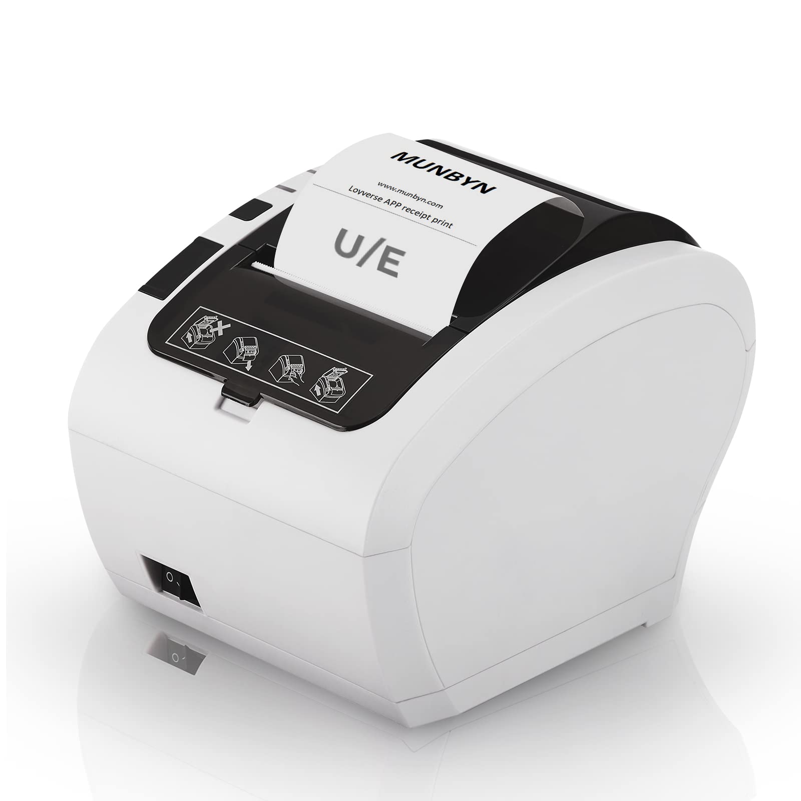 High-Speed MUNBYN 80mm Thermal Receipt Printer - Compatible with Windows, Mac, Chromebook & Linux - USB/Ethernet POS Printer with Auto-Cutter & Cash Drawer Support (ESC/POS, ITPP047) - Perfect for Retail Stores, Restaurants & Small Business Checkout Systems