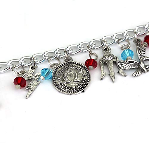 Percy Jackson Charm Bracelet - Themed Alloy Jewelry with Crystal Beads, Inspired by Sea of Monsters | Fashionable Fan Gift for Women & Teens | Perfect for Cosplay, Birthday Presents & Book Lovers