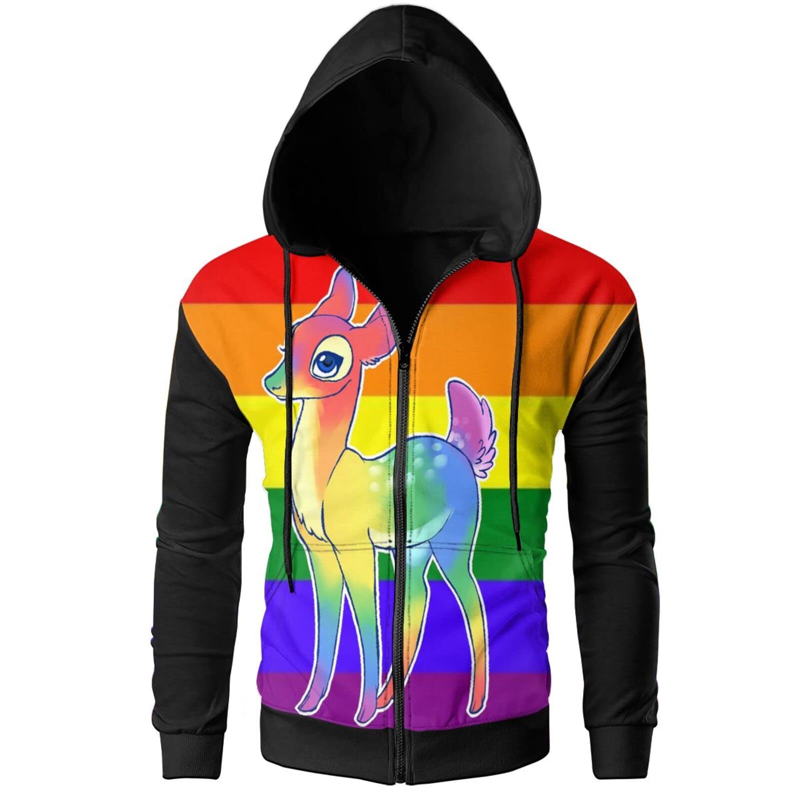 Queer Pride Hoodie for Men - Oh Deer I'M Queer Pullover Sweatshirt with Hood | LGBTQ+ Apparel for Casual Wear & Sports