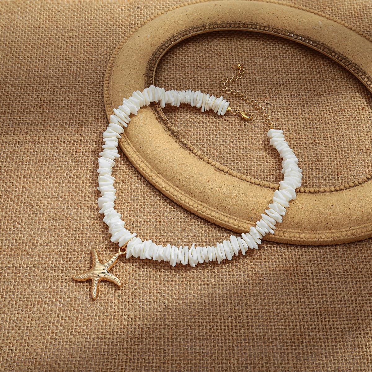 Boho Shell Necklace for Women - White Puka Chip Beaded Beach Necklace, Ocean Themed Summer Jewelry for Vacation, Wedding, and Boho Fashion Accessories