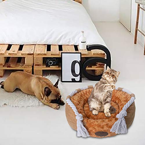 Atezch Calming Pet Bed for Dogs and Cats - Soft Washable Donut Cuddler Round Bed with Removable Cover for Medium Pets | Cozy Sleeping Spot for Anxious Pets in Living Room or Bedroom