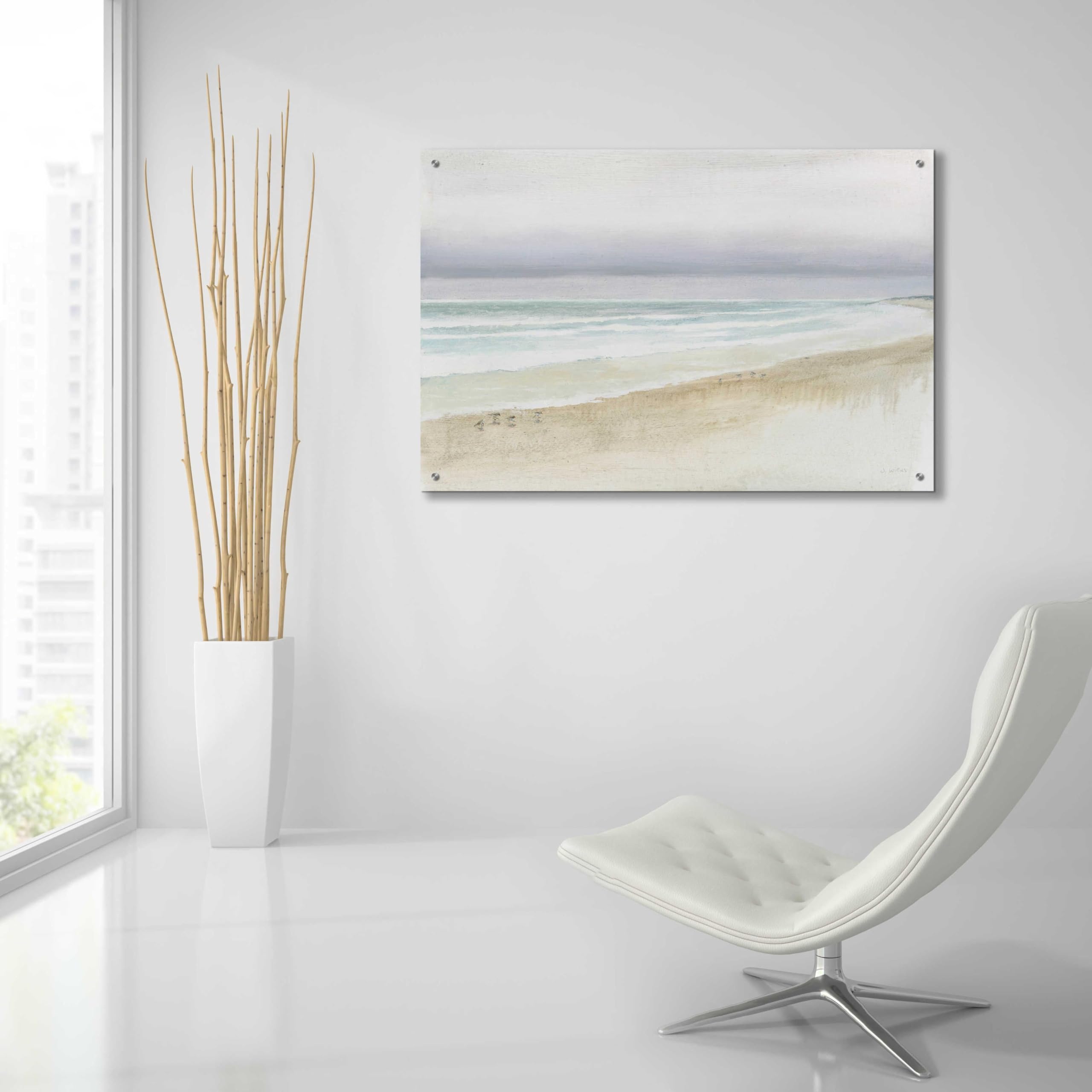 Serene Seaside Acrylic Glass Wall Art by James Wiens - 36x24 Inches Modern Ocean Painting for Living Room, Bedroom & Office Decor