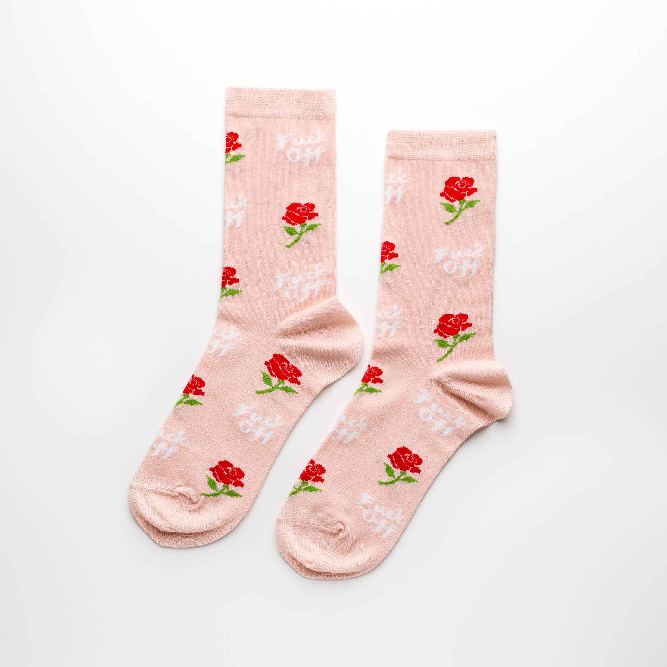 Yellow Owl Workshop Fuck Off Rose Crew Socks - Funny Novelty Socks for Women & Men - Perfect Gift for Valentine's Day, Birthday & Everyday Wear