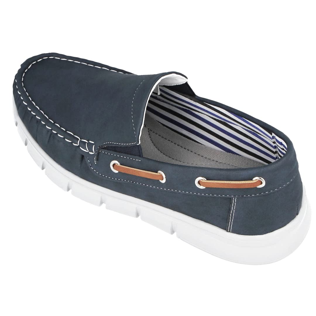 Men's Faux Leather Slip-On Classic Boat Deck Loafers - Comfortable Casual Shoes for Work, Travel & Everyday Wear