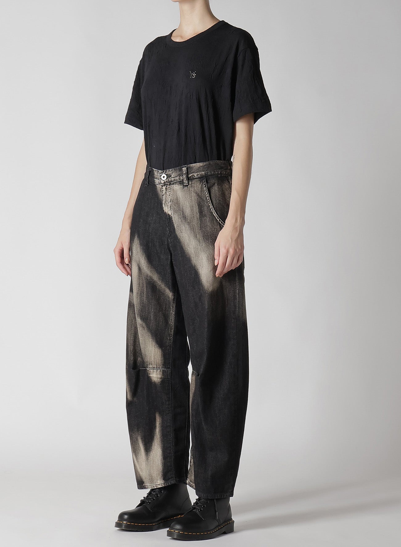Spotted Denim Gusset Wide Leg Pants for Women - Trendy High Waist Loose Fit Casual Trousers for Everyday Wear, Office, and Street Style